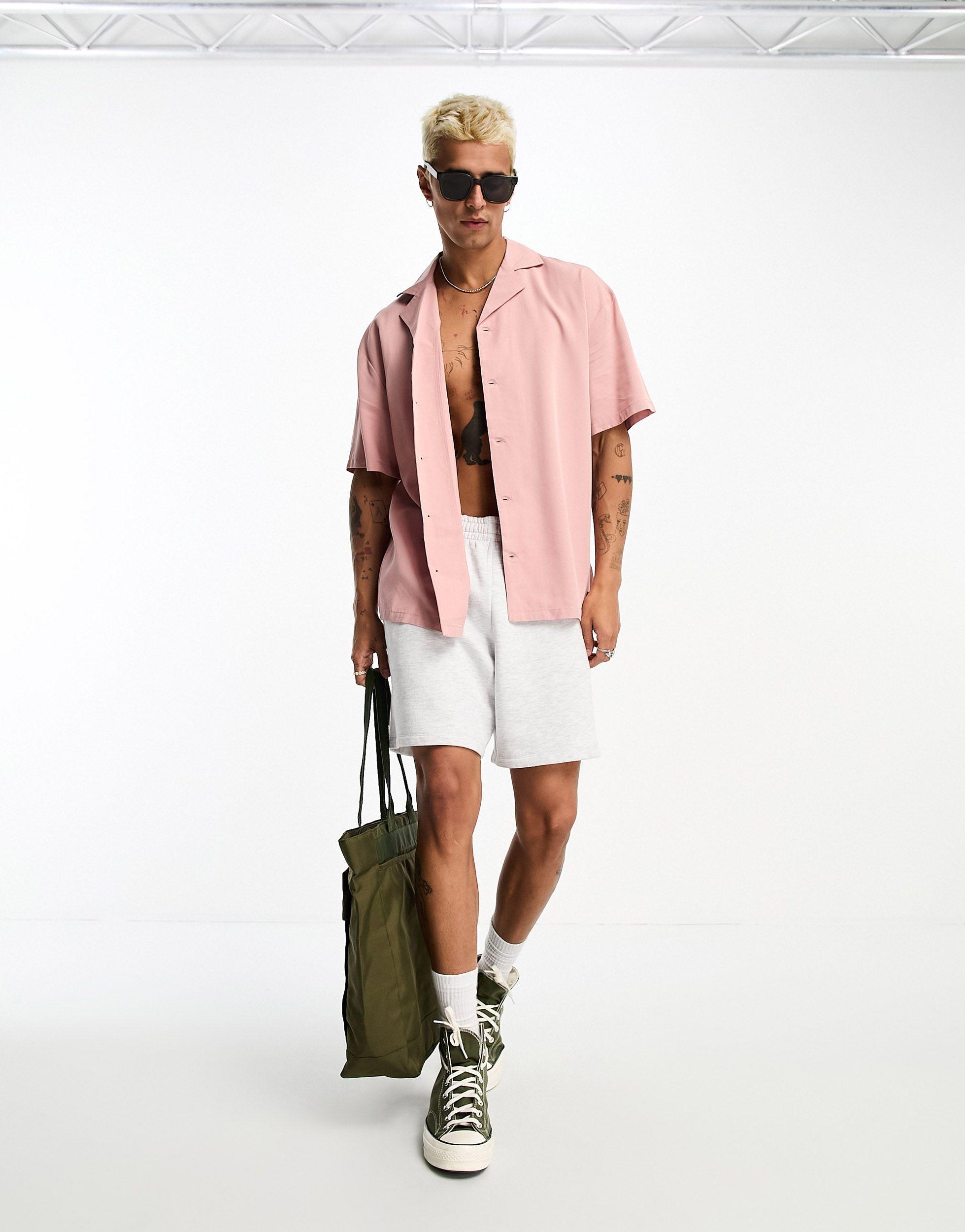 Dr. Denim Madi Relaxed Shirt With Happy Hour Black Graphic in Pink for Men  | Lyst