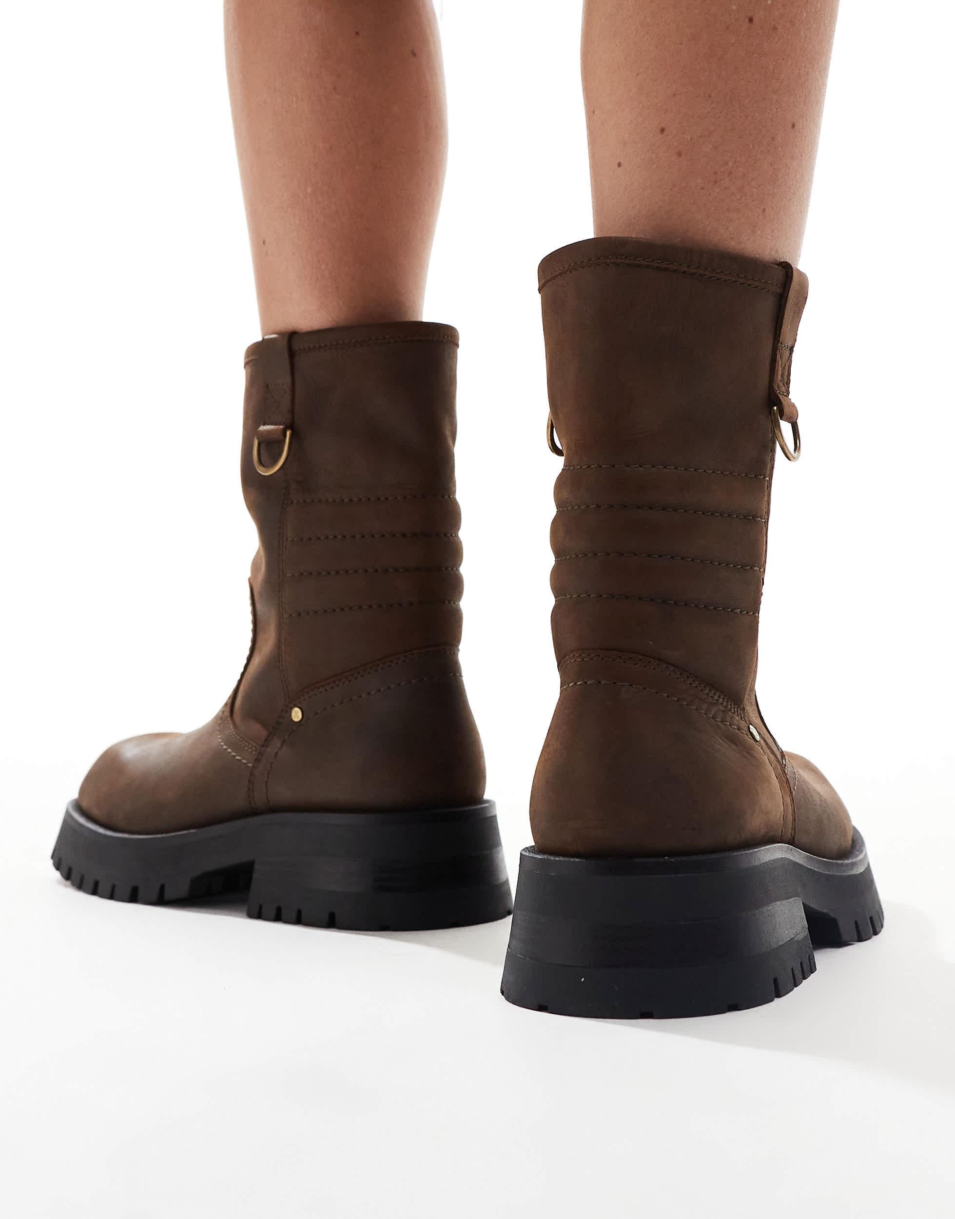 Bronx – quinn – biker-ankle-boots aus gewachstem nubukleder in