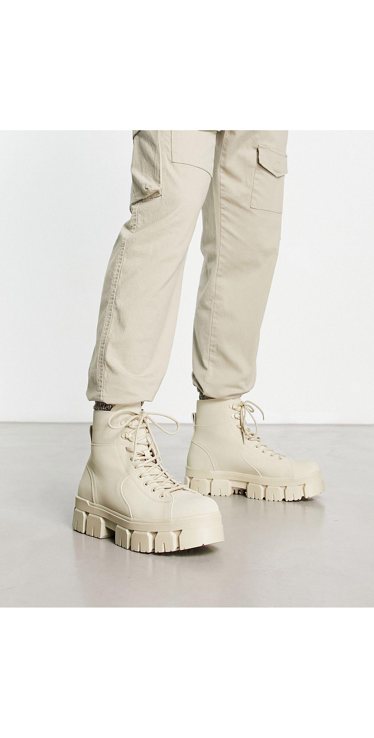 Bershka Chunky Hiker Boots in White for Men | Lyst UK
