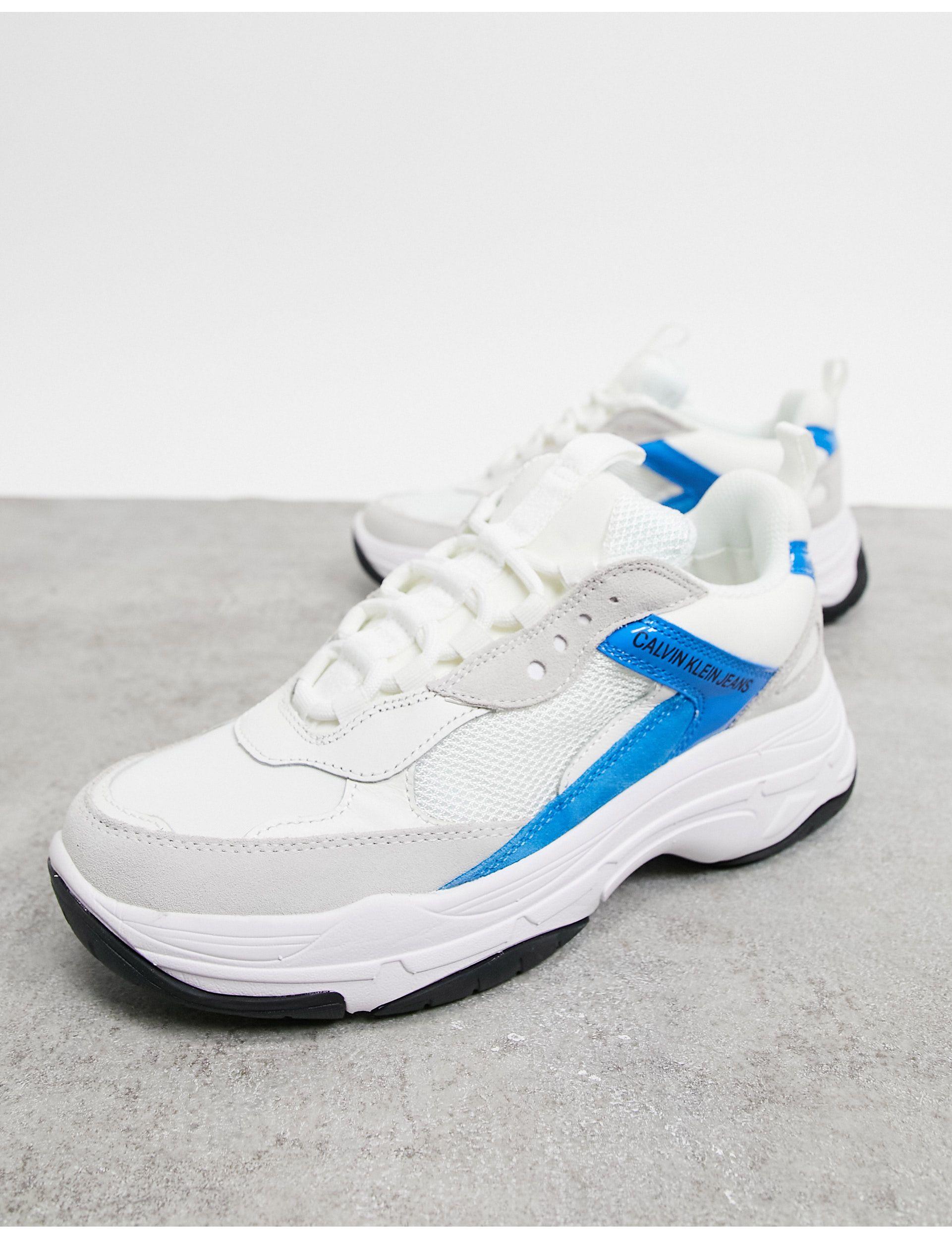 Calvin Klein Denim Jeans Maya Trainers in Bright White/Blue as (Blue) - Lyst
