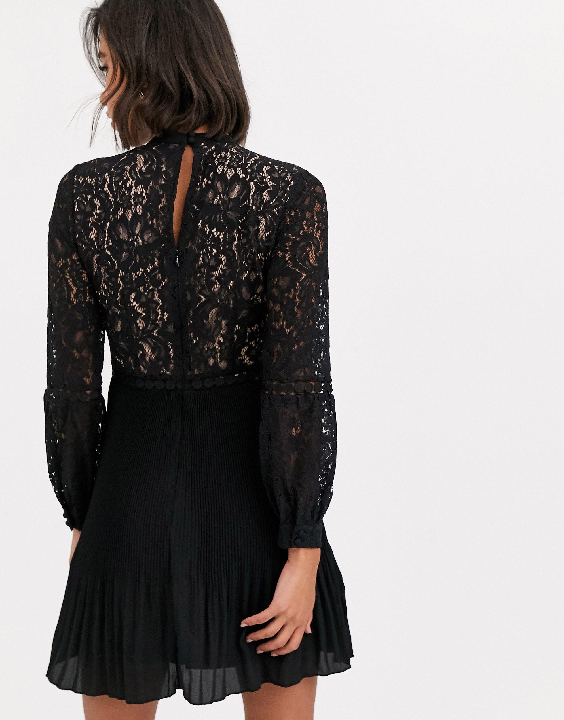 oasis black lace skater dress