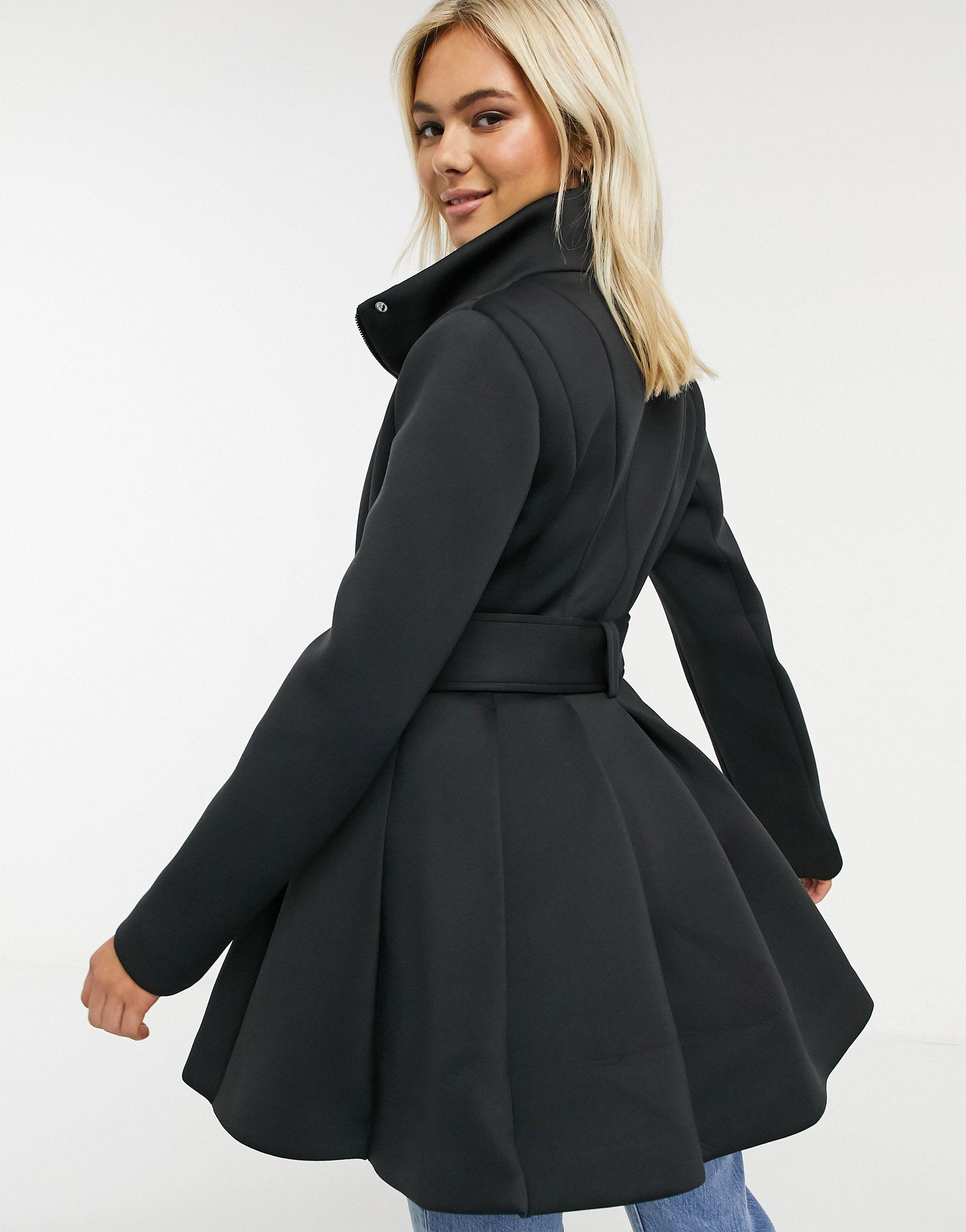 Manteau coupe patineuse en neoprene ASOS en coloris Noir Lyst