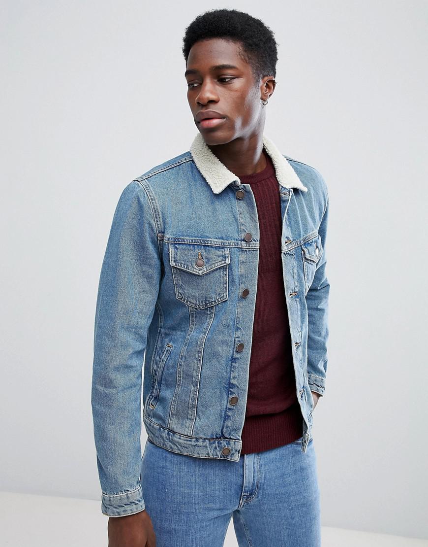 Veste en jean avec col en imitation peau de mouton Jean Jack & Jones pour  homme en coloris Bleu - Lyst