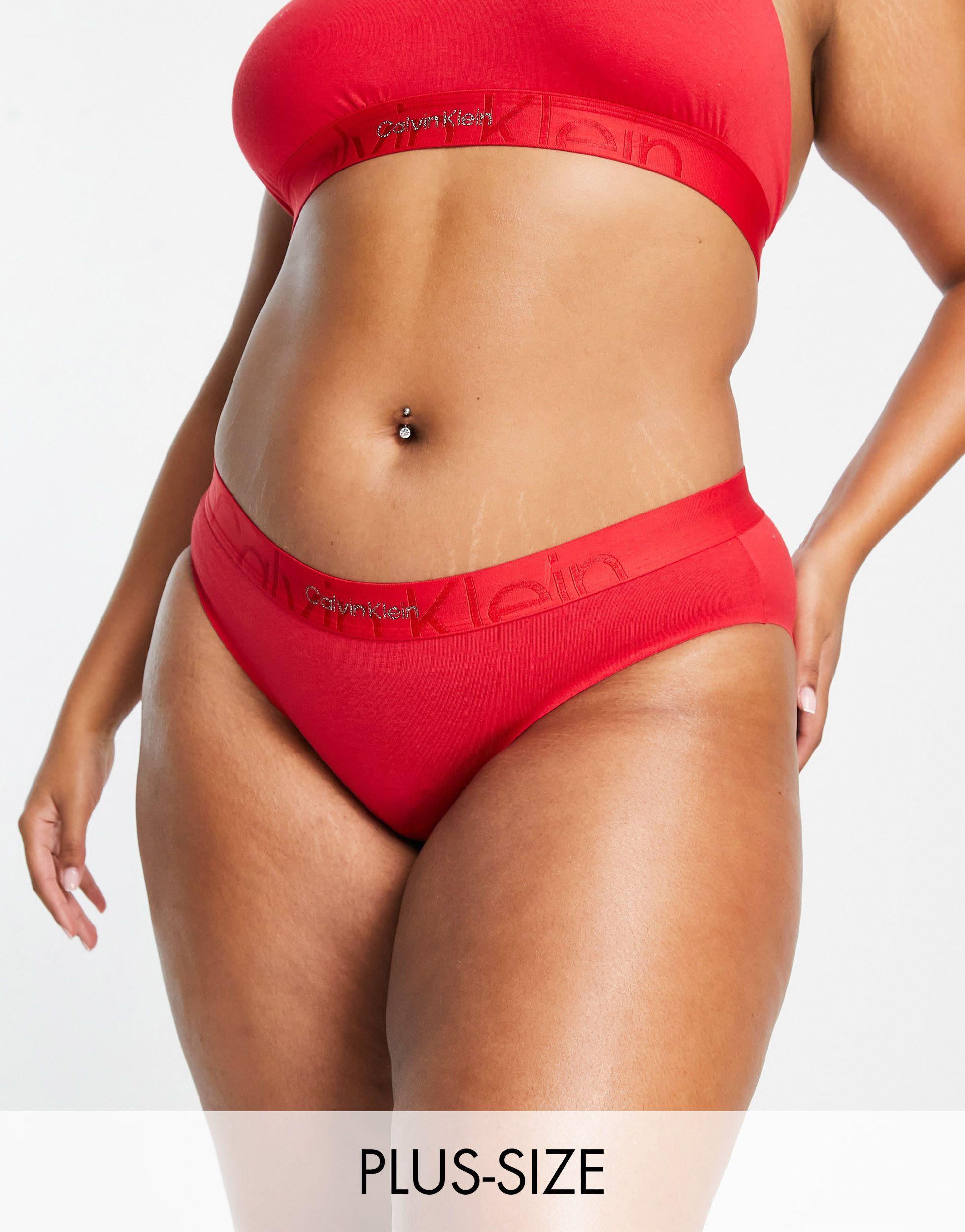 Calvin Klein Curve Embossed Icon Cotton Blend Bikini Style Brief in Red |  Lyst UK