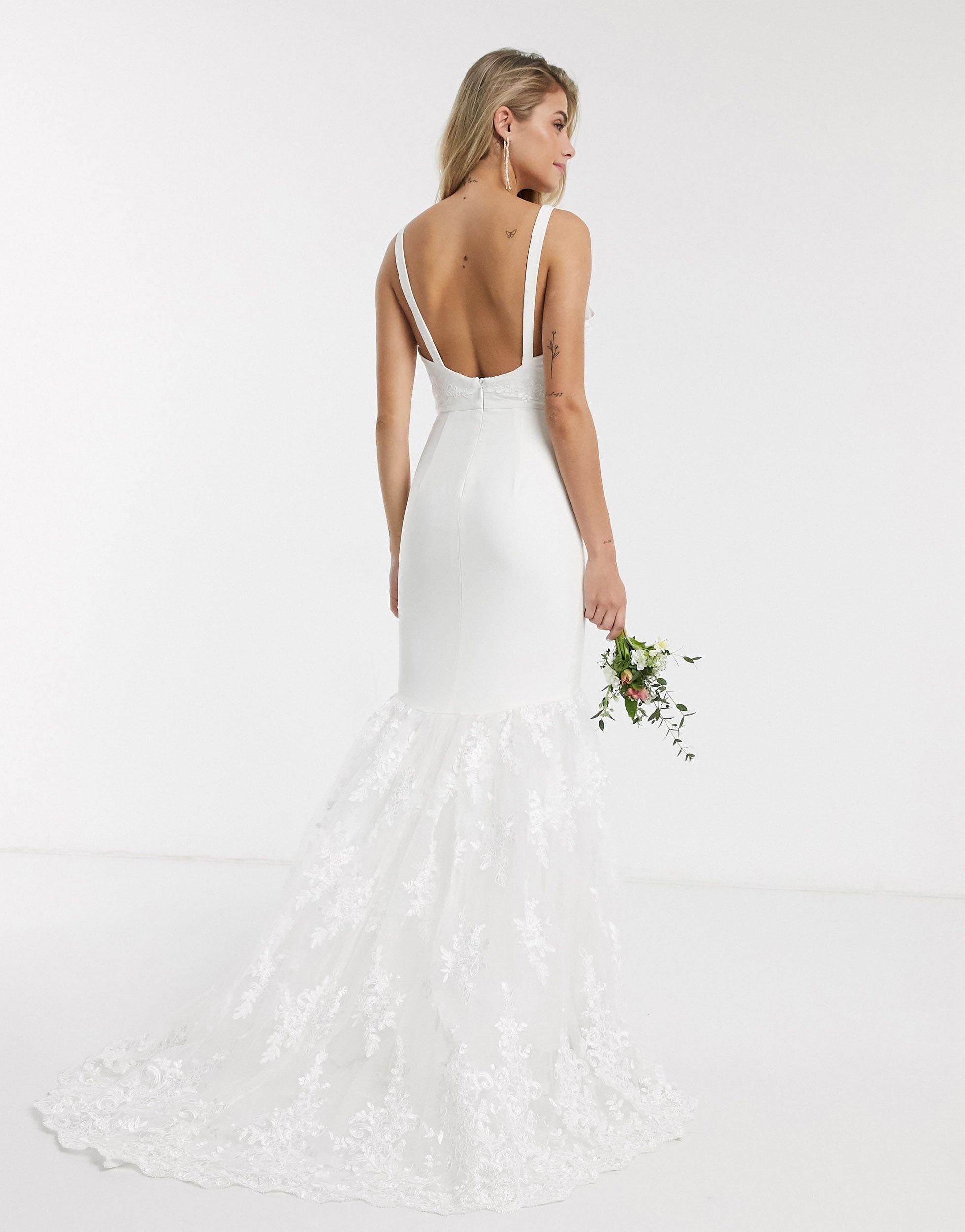 chi chi london bridal premium lace maxi dress with fishtail in white