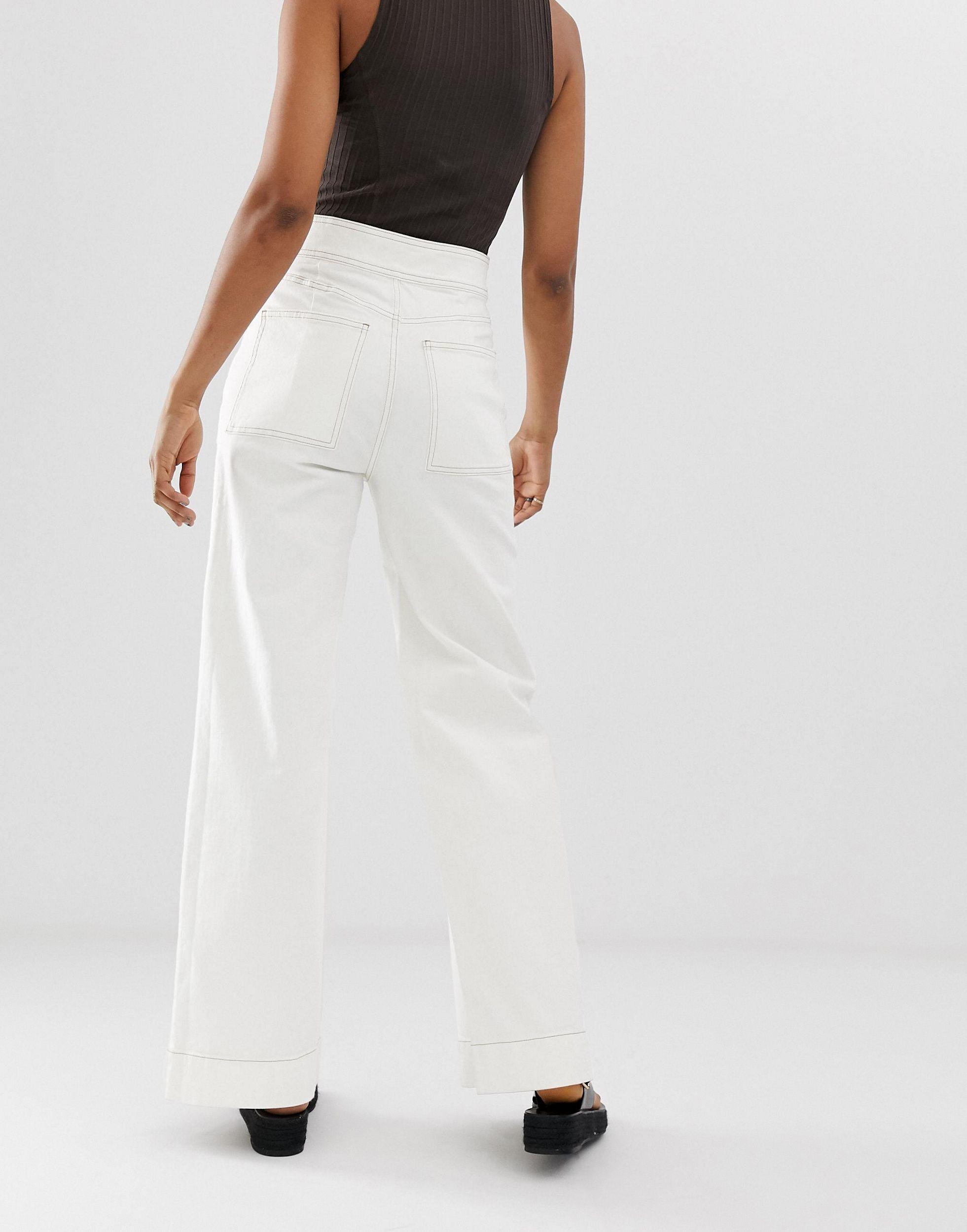 Jeans bianchi con cuciture a contrastoWeekday in Denim di colore Bianco |  Lyst