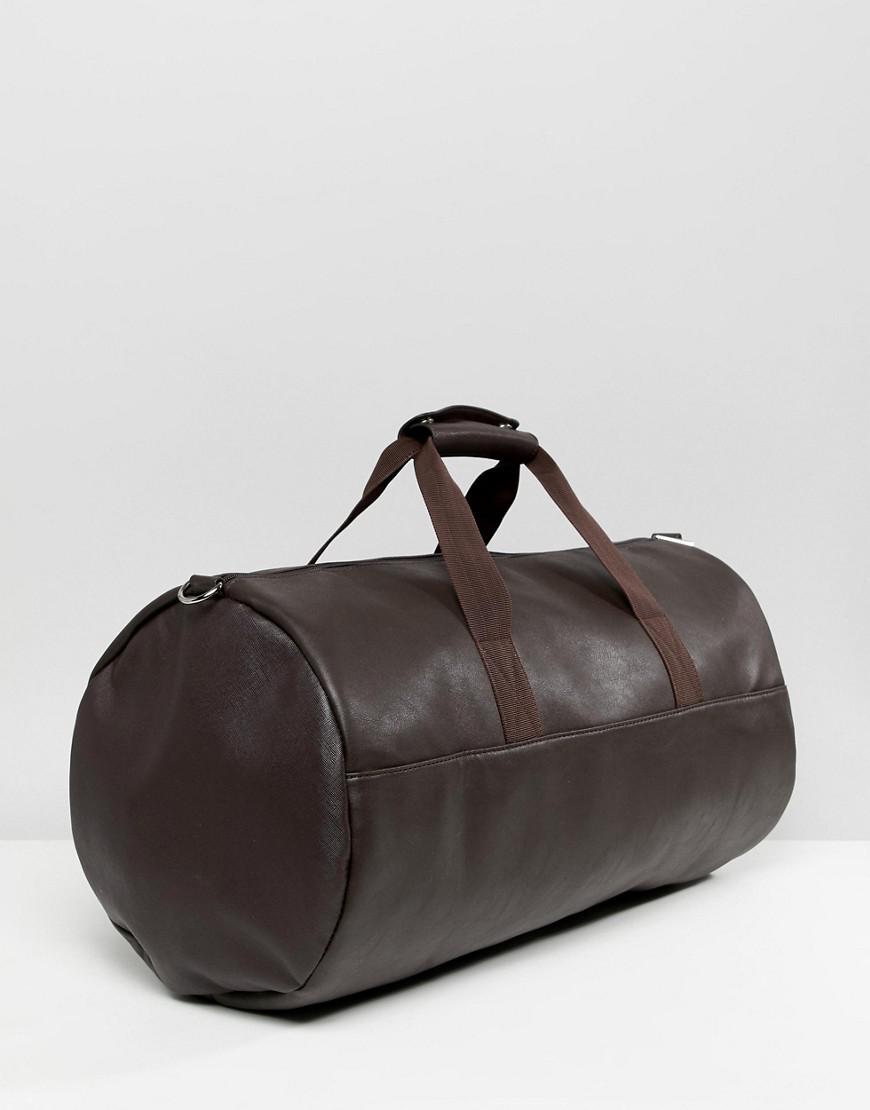 mens leather barrel bag
