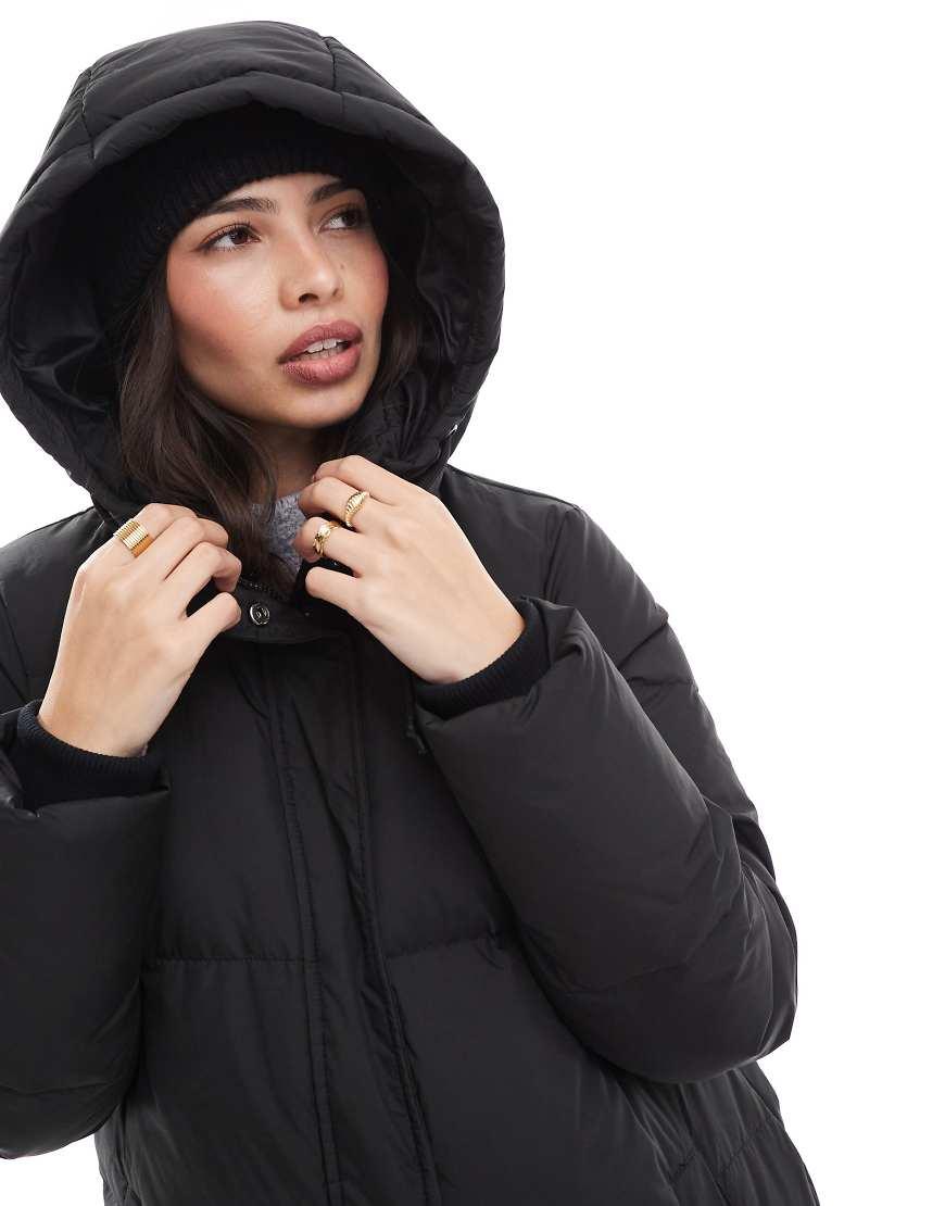ONLY Longline Puffer Coat in Black Lyst UK