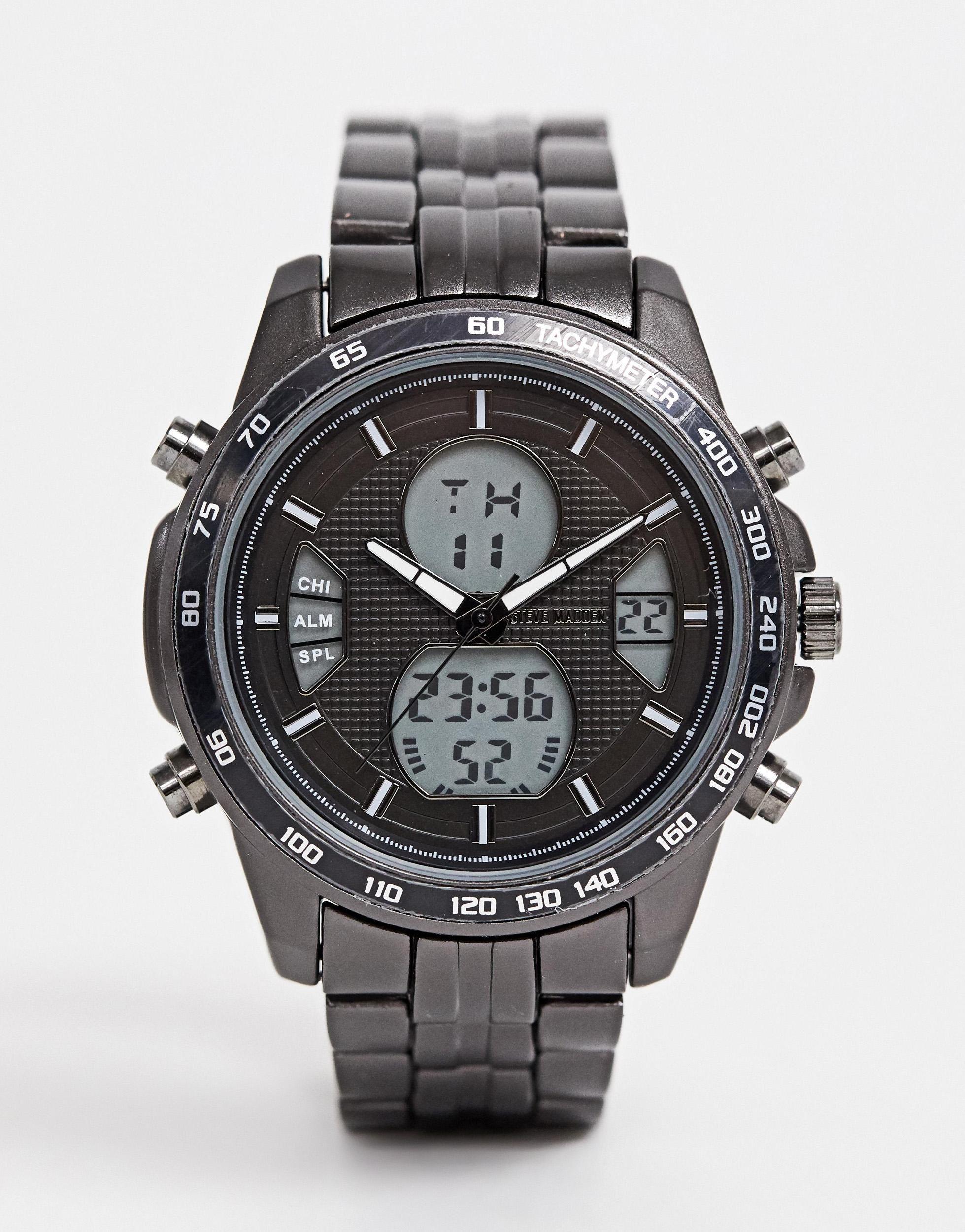 Reloj digital Steve Madden de Ante de color Negro para hombre | Lyst