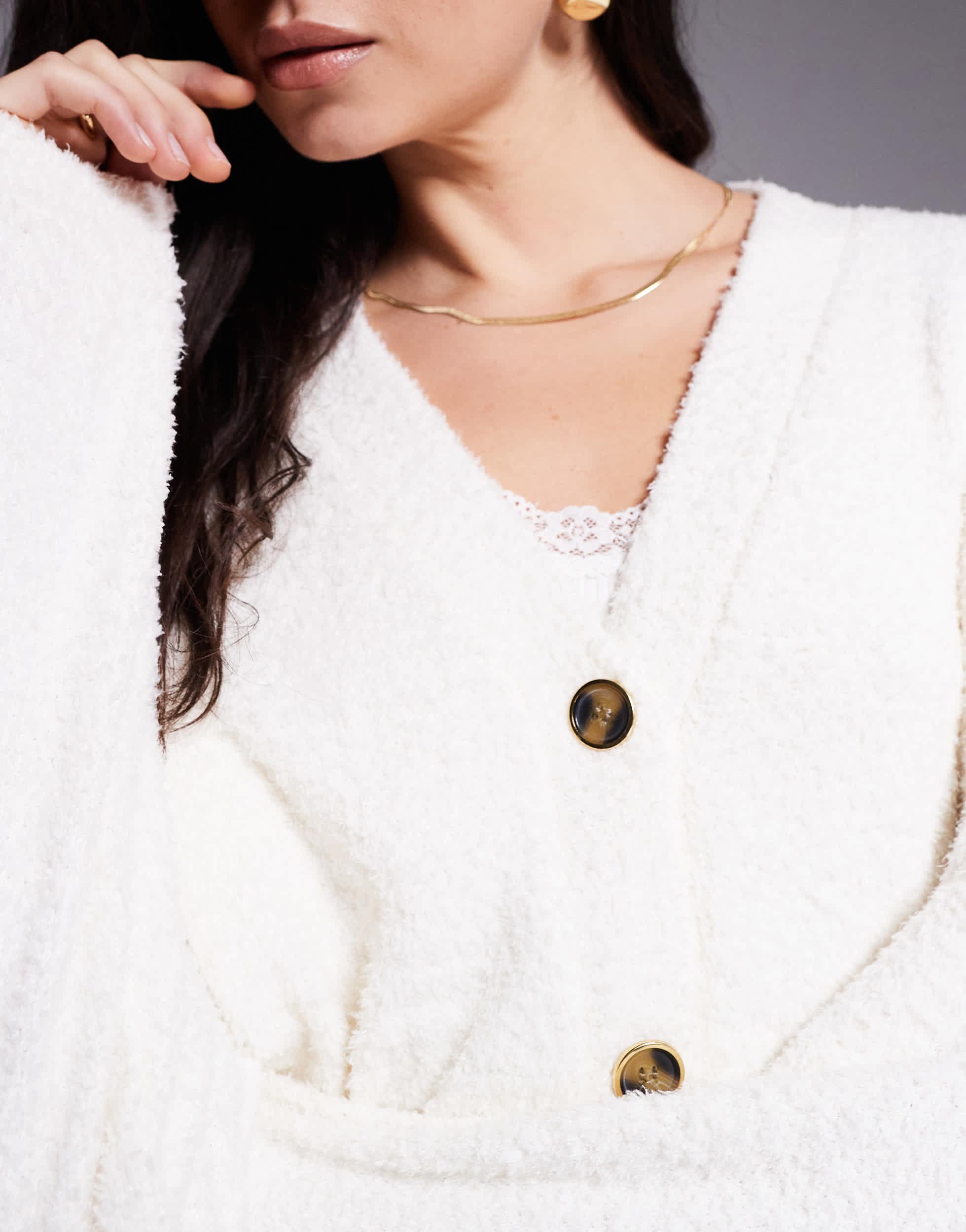 River Island Plus ribbed maxi cardigan in beige