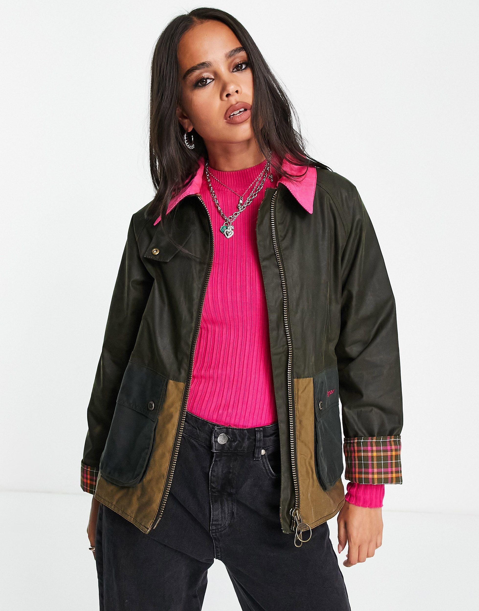 Barbour X Asos Exclusive Lorna Patchwork Wax Jacket in Red | Lyst