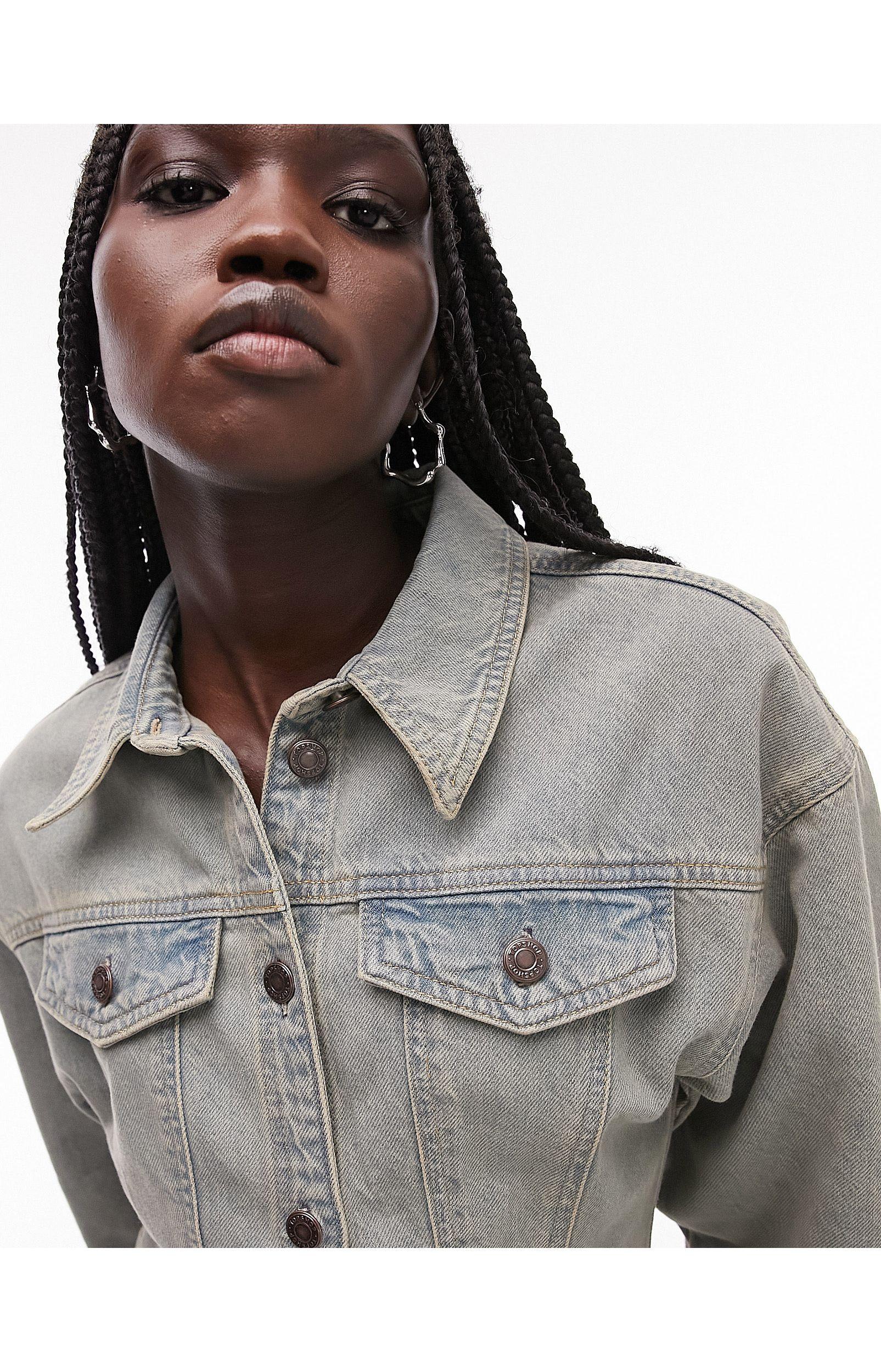 Topshop Shirt Womens 2 Button Up Denim Blue Jean Long Sleeve Solid N66 |  eBay