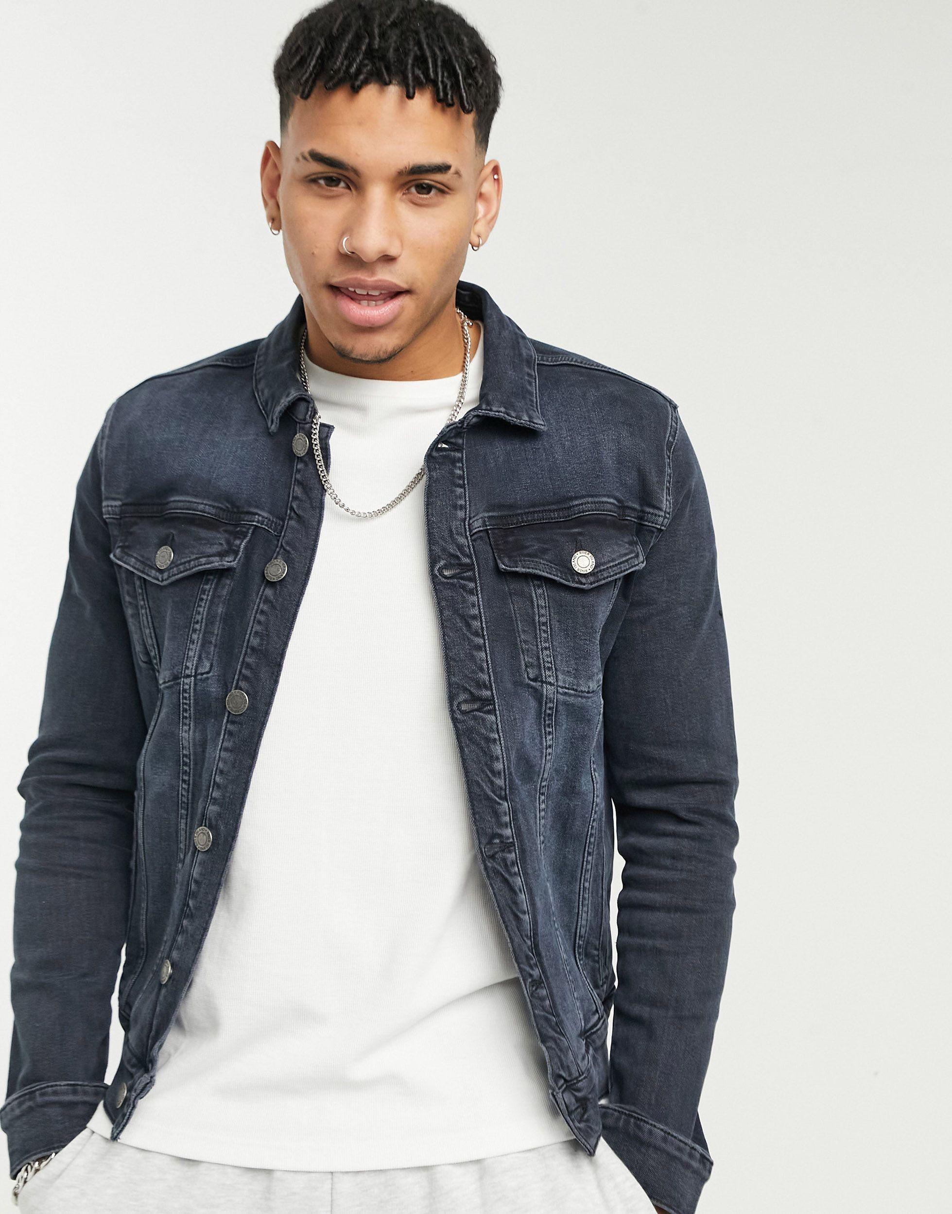 River Island Denim Jacket in Black for 