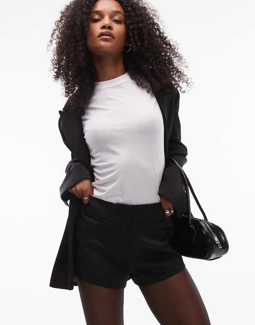 TOPSHOP Satin Tailored Knicker Short in Black Lyst UK