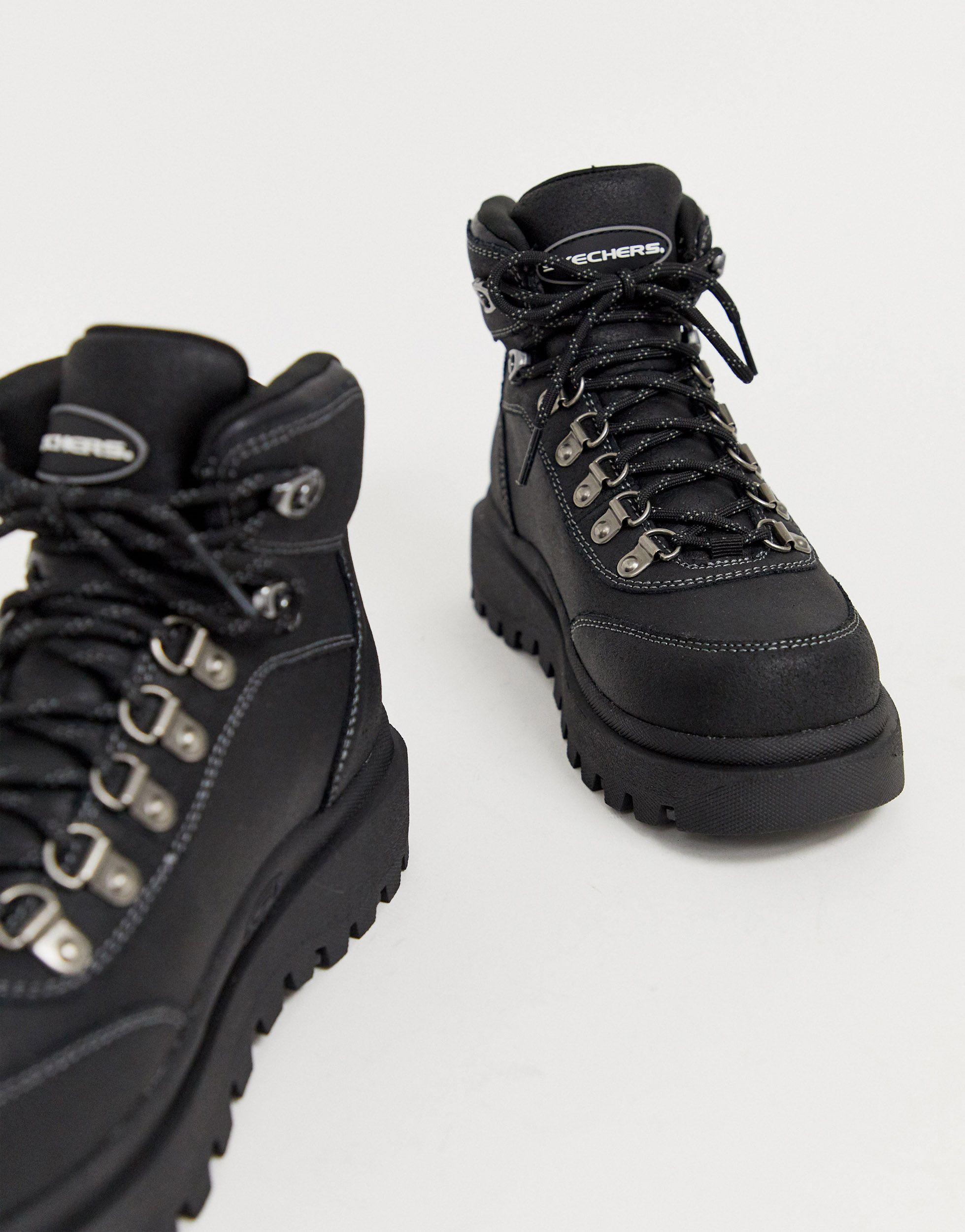 Skechers Leather Shindigs 7 Eye Hiker Boot-black - Lyst