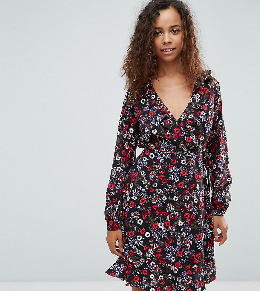 yumi floral print wrap dress navy