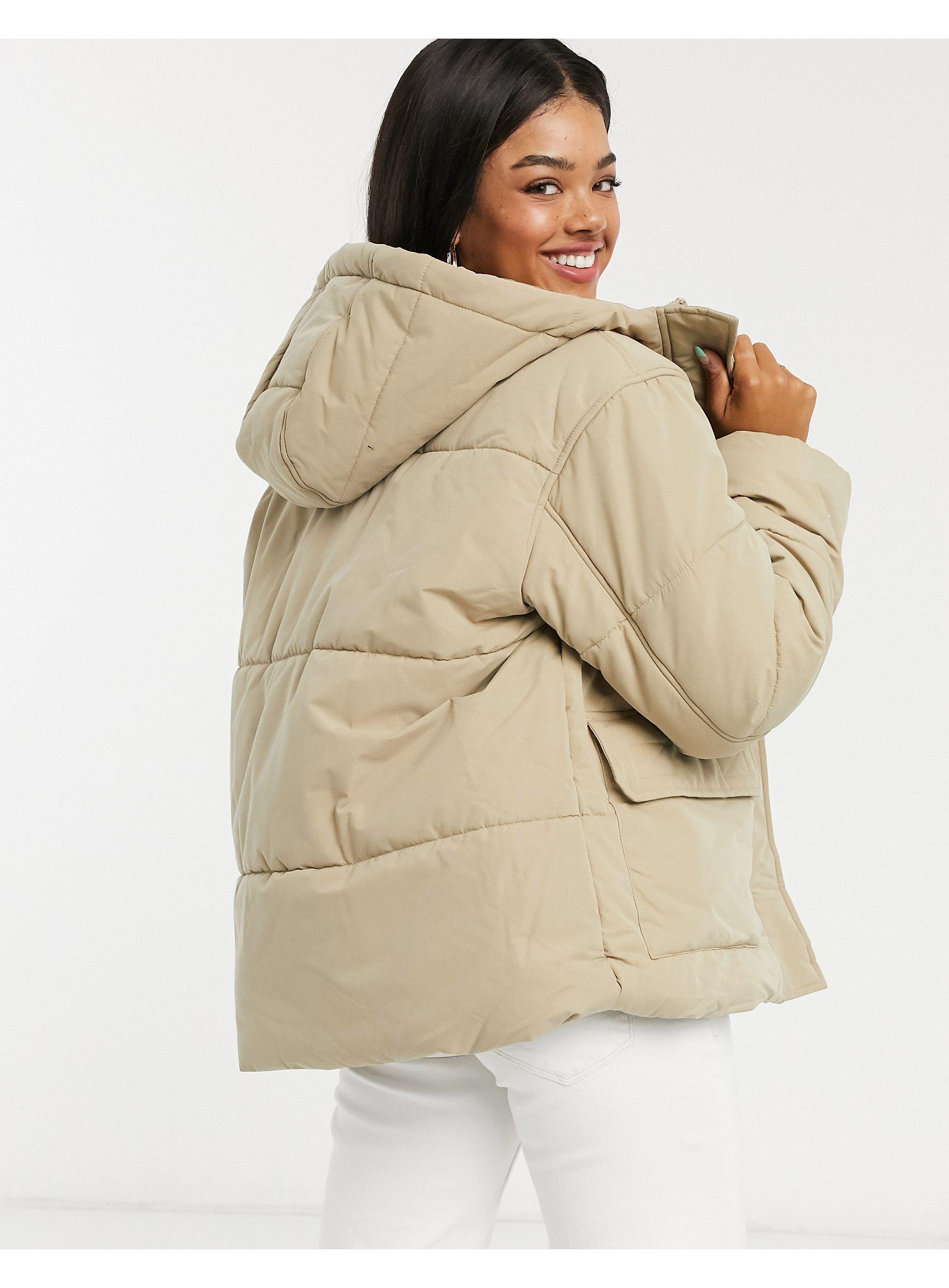 brown asos puffer coat