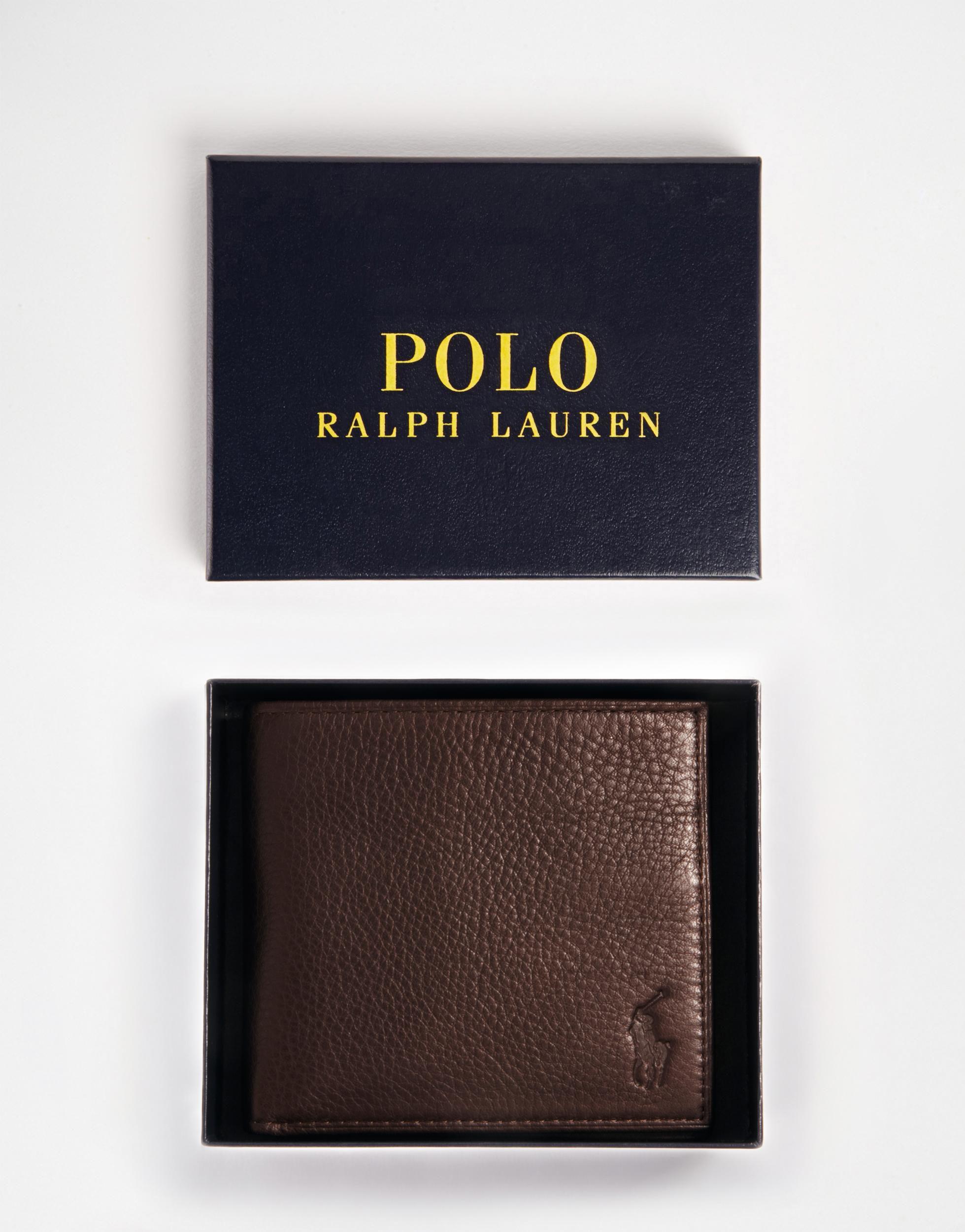 Polo Ralph Lauren Leather Billfold Wallet in Brown for Men Lyst