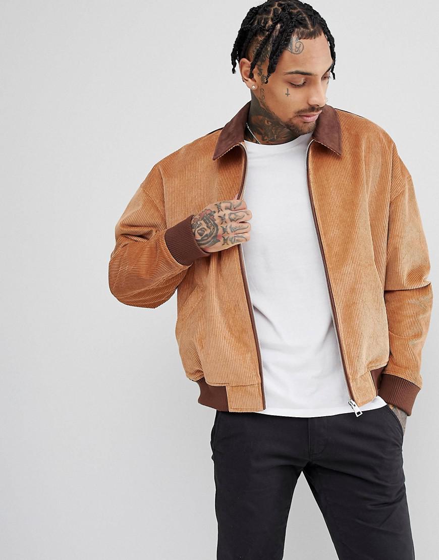 Download ASOS Cord Oversized Harrington Jacket With Faux Suede ...