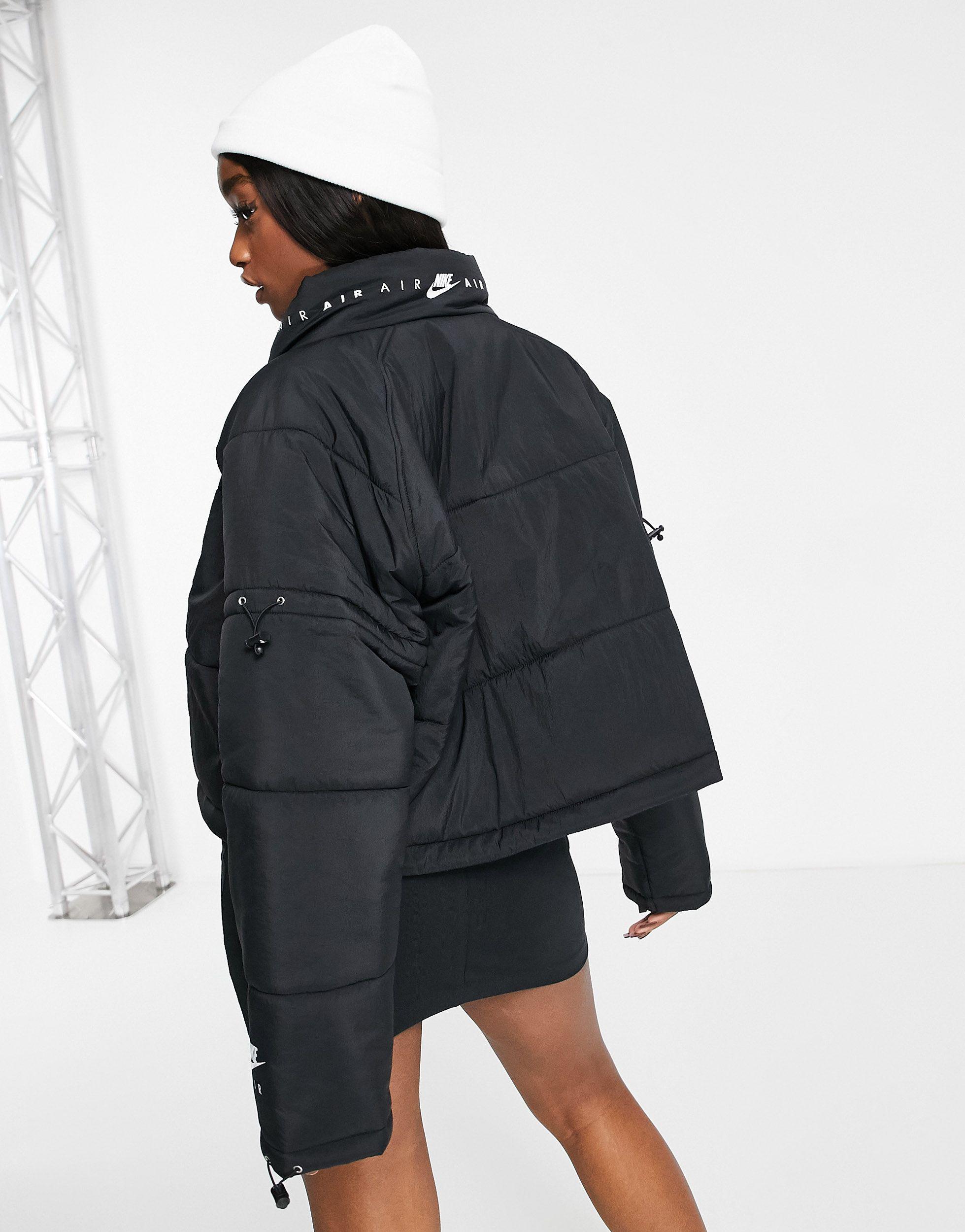 Nike Air Cropped Padded Synthetic Jacket in Black | Lyst