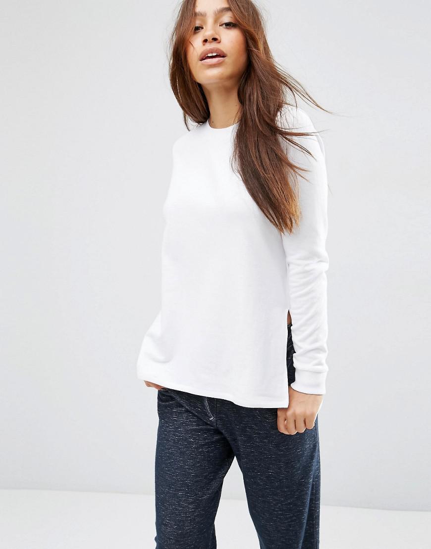 ASOS Side Split Sweatshirt in White | Lyst