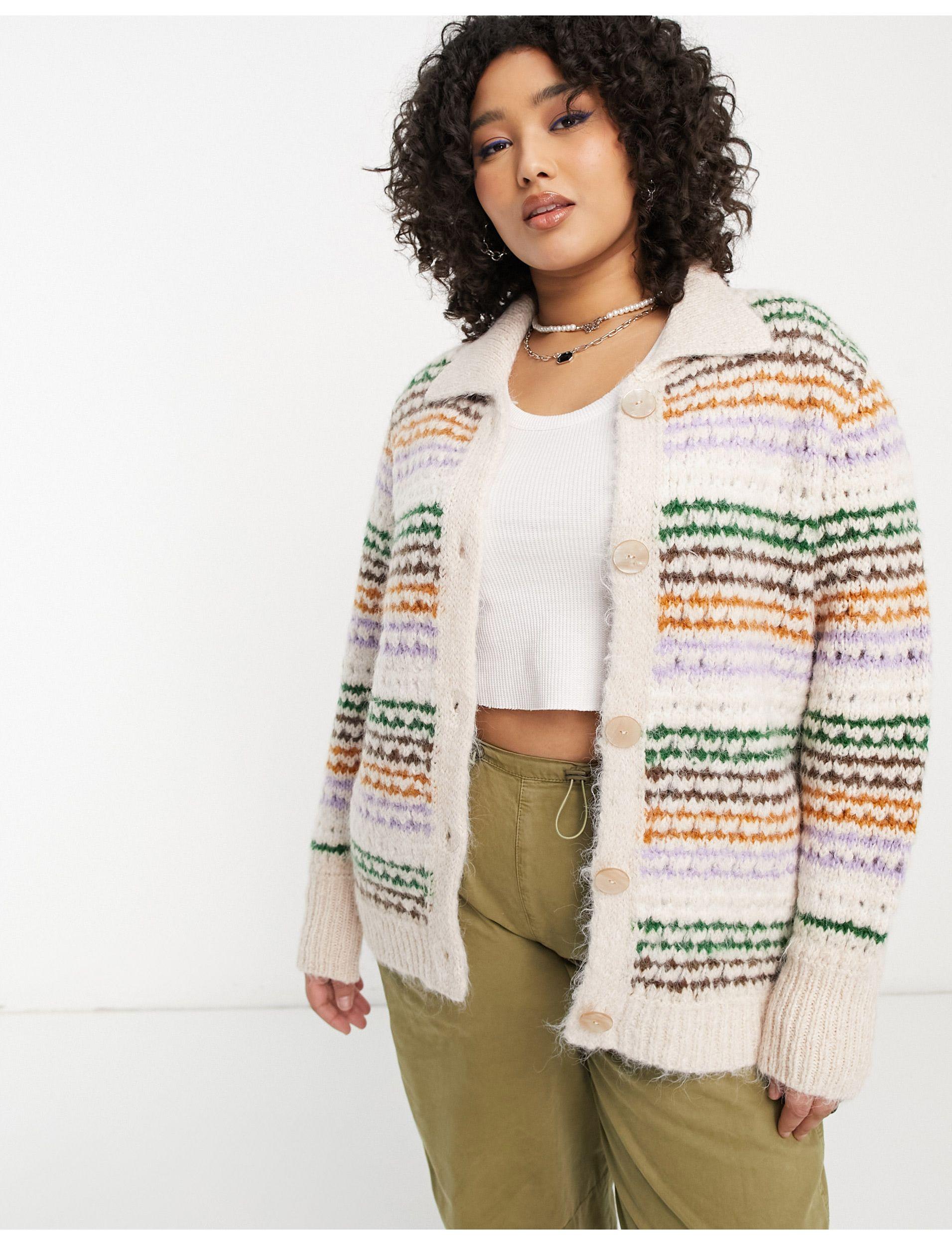 ONLY Textured Button Up Collar Cardigan in Natural | Lyst