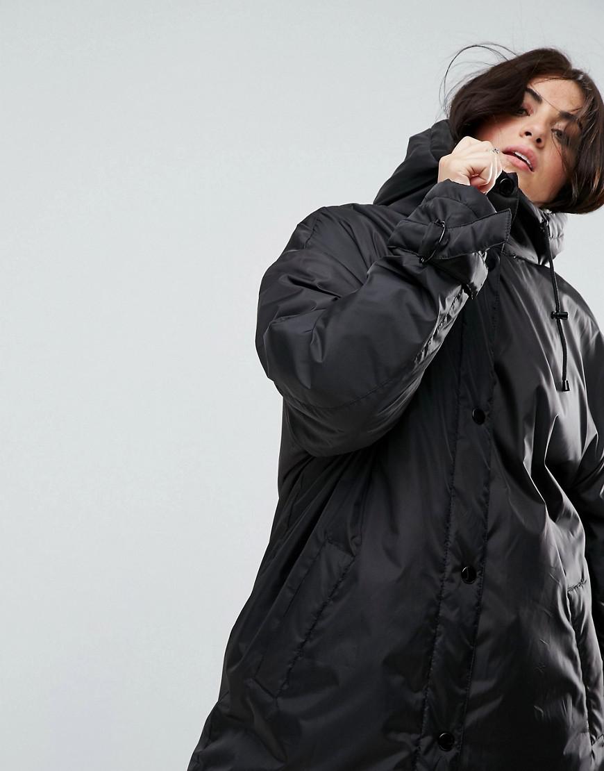 ASOS Borg Lined Maxi Raincoat in Black | Lyst Canada