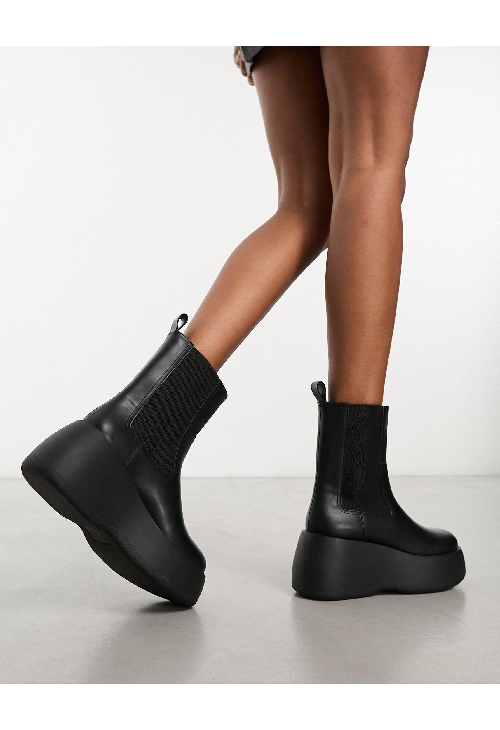 Monki Platform Ankle Boot in Black | Lyst UK