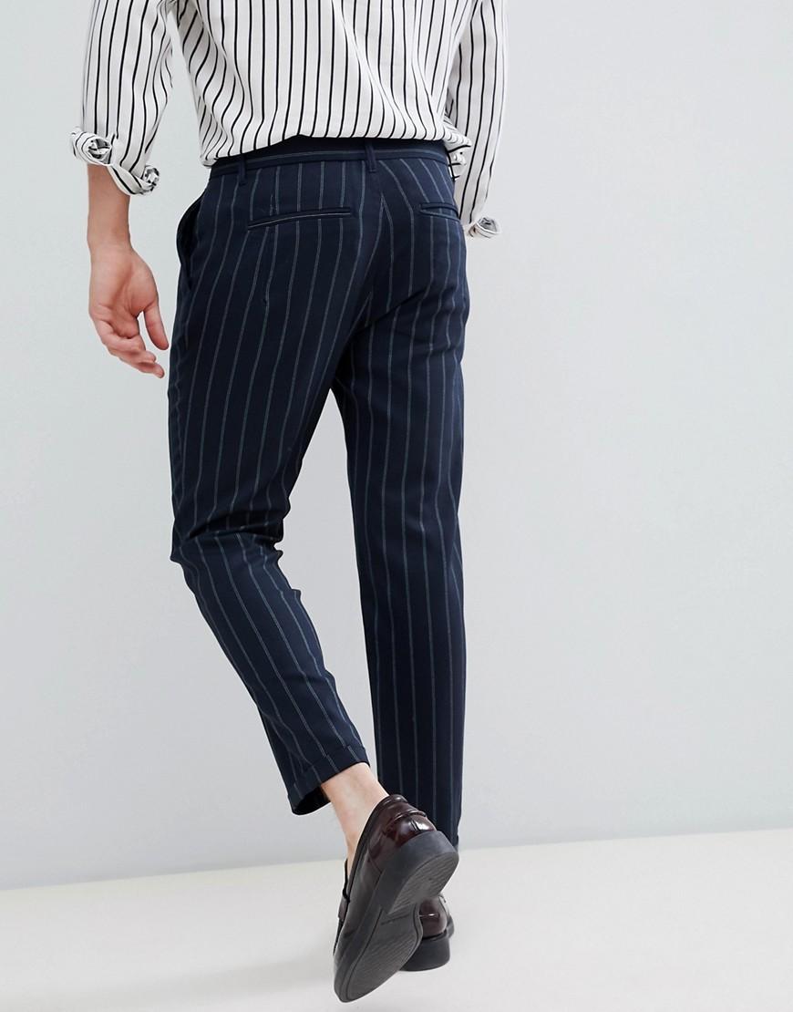 Pantalones de sastre en azul marino a rayas de Pull\u0026Bear de Denim de color  Azul para hombre | Lyst