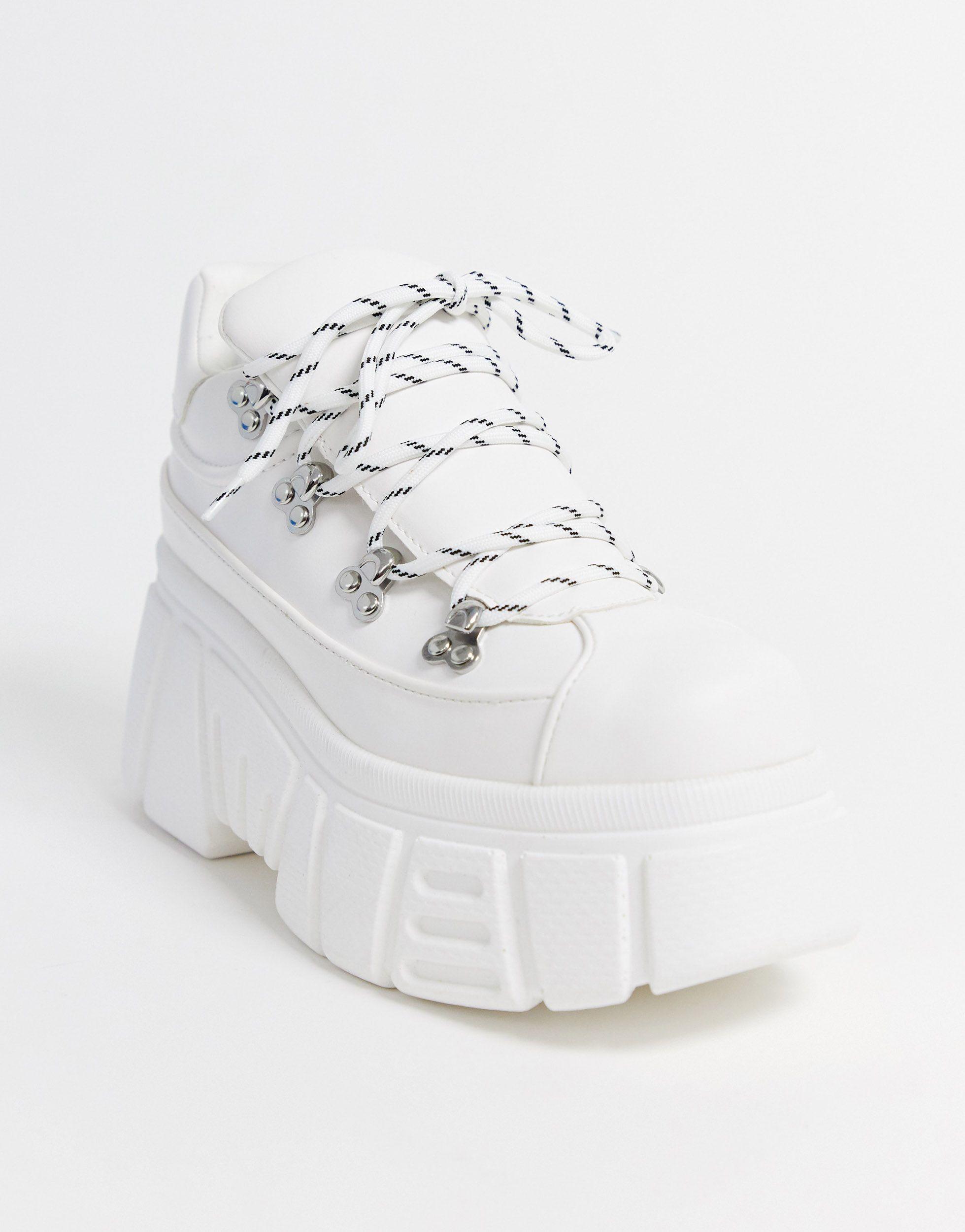 Bershka Super Chunky Sole Boots in White | Lyst