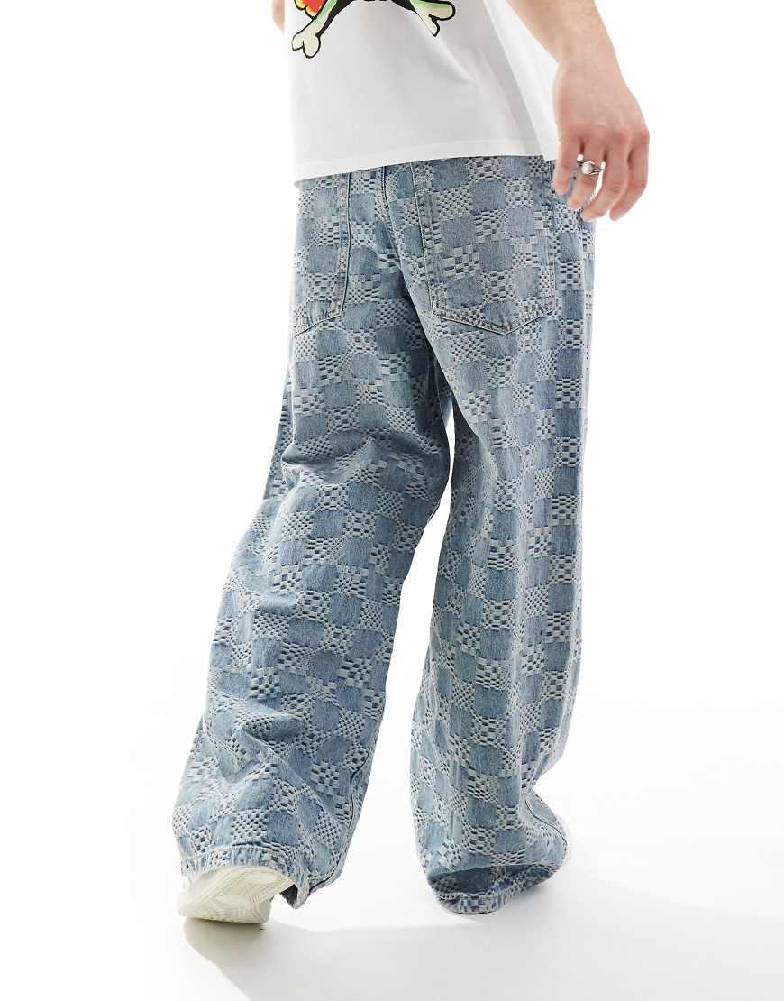 Bershka Berhka Super baggy Jacquard Jean in Blue for Men Lyst UK