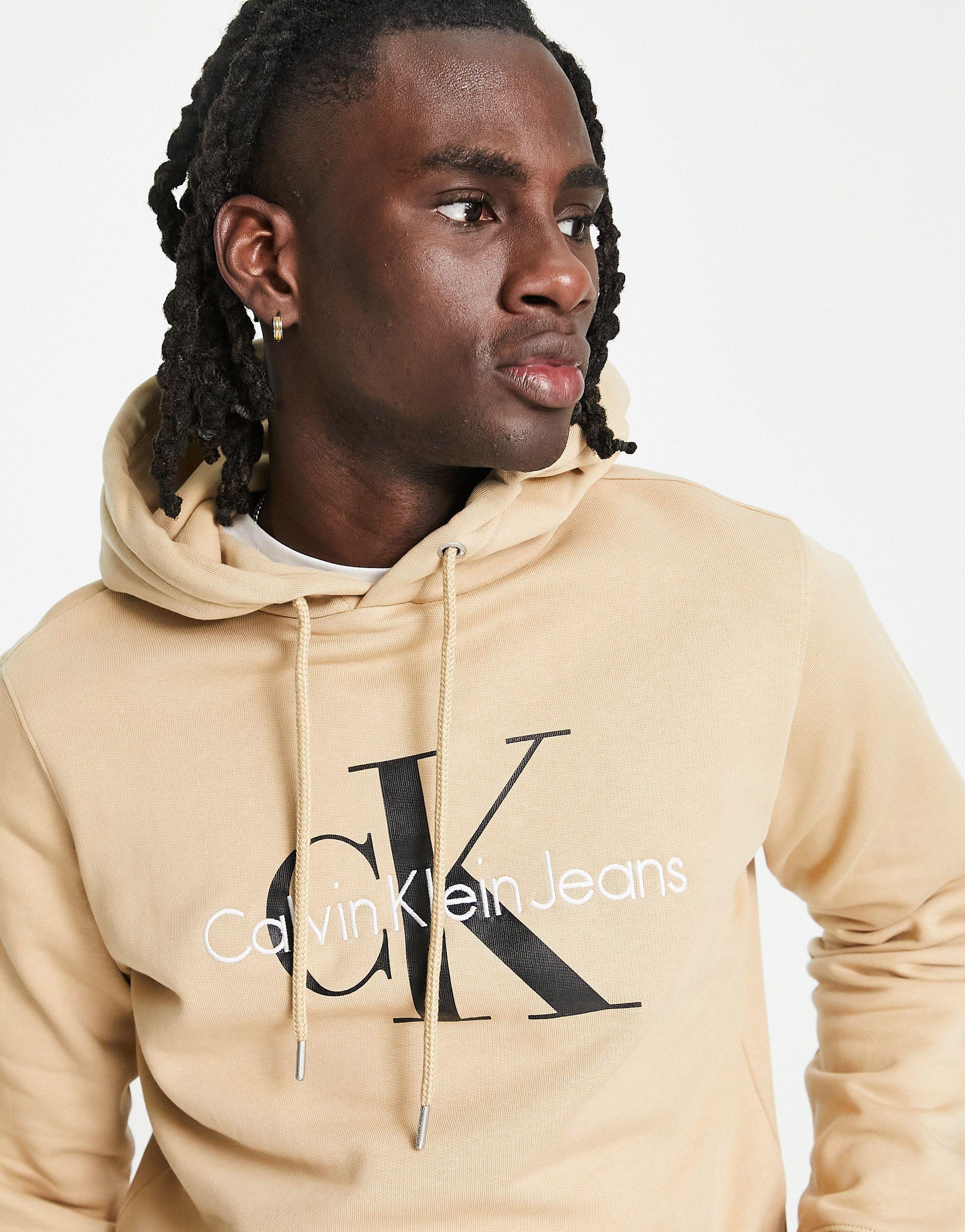 Calvin Klein Monogram Logo Hoodie in Brown for Men | Lyst