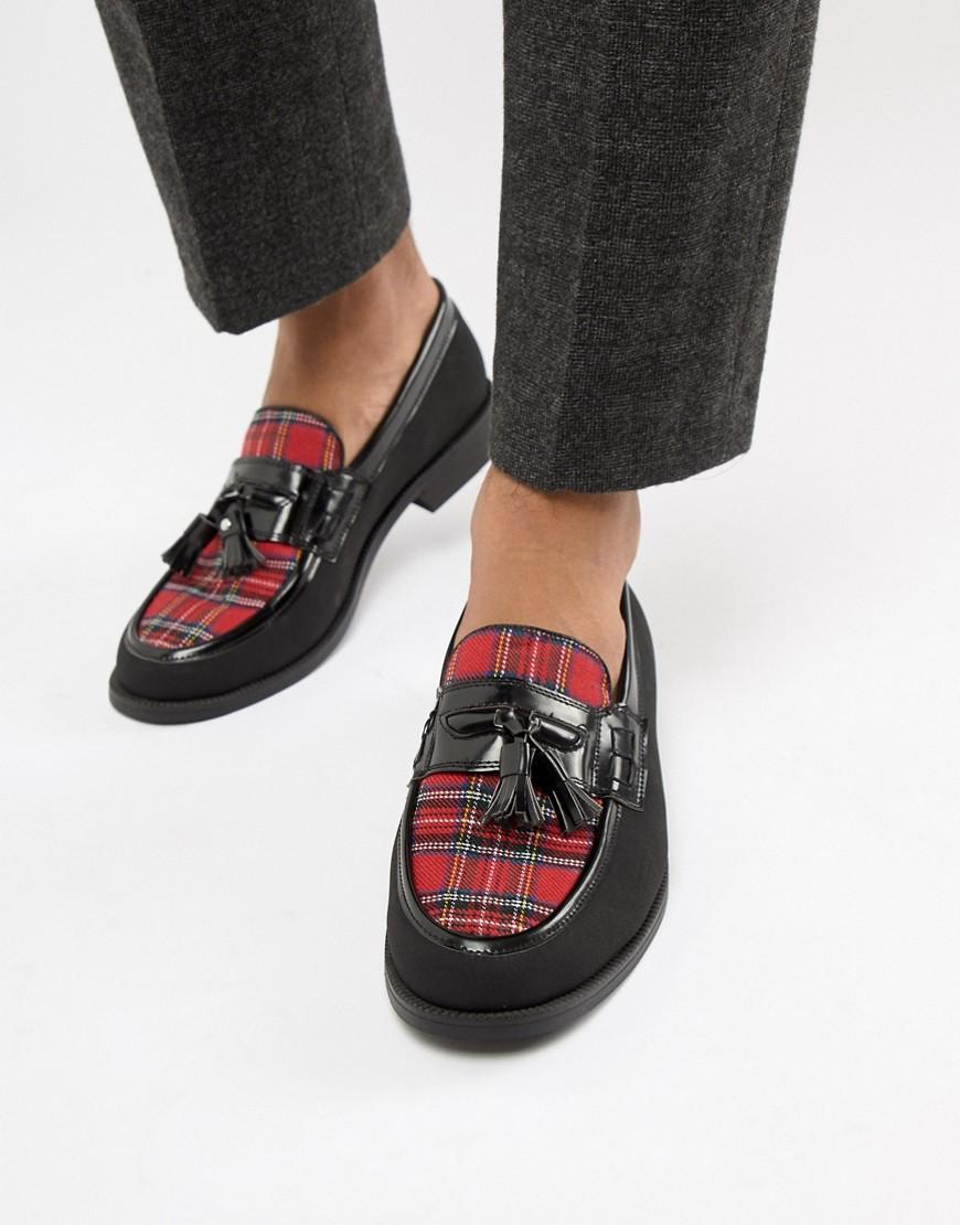 Truffle Collection Plaid Loafer In Black & Red for Men | Lyst