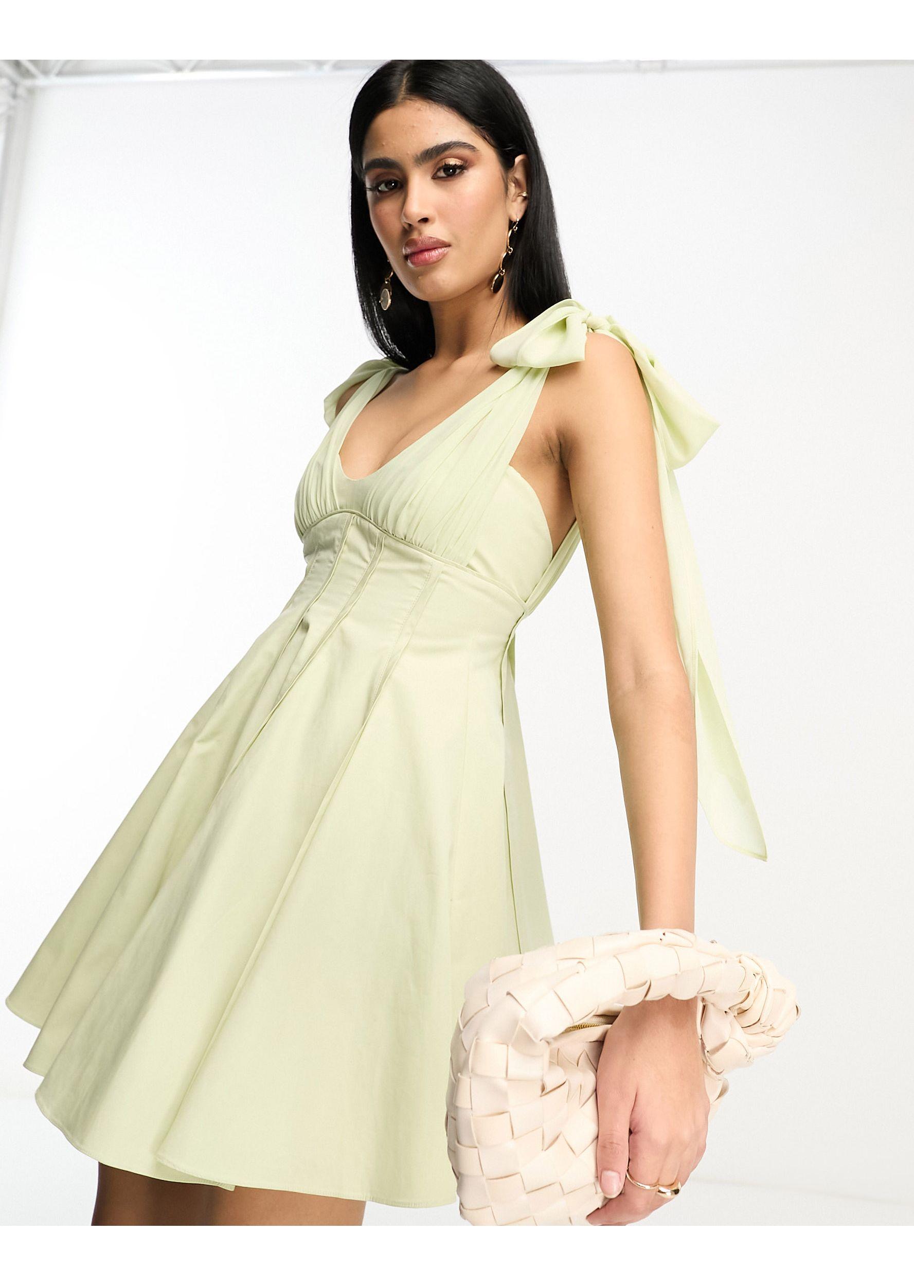 Espalda Vestidos Con Lazos En Los Hombros Vestido Corto Color