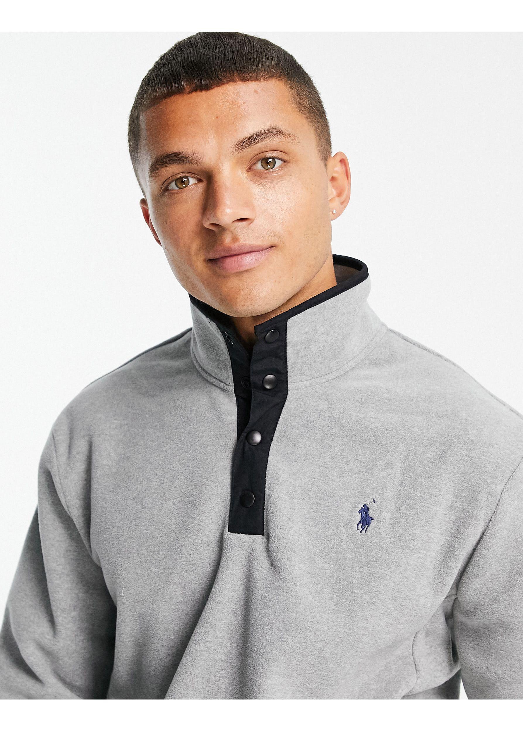 Sudadera polar jaspeado con media cremallera y logo Polo Ralph Lauren de  Polar de color Gris para hombre | Lyst
