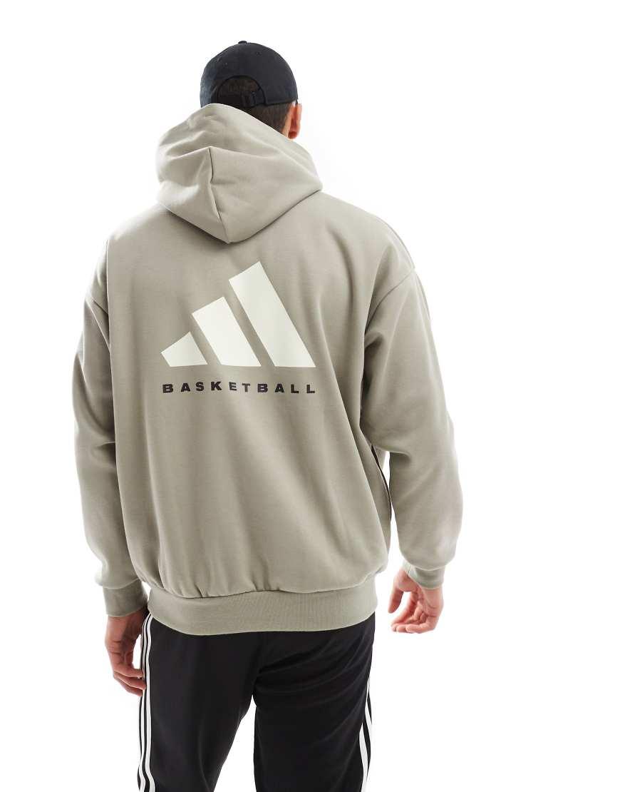 adidas Originals Adidas Basketball Fleece Hoodie in Grey Lyst UK