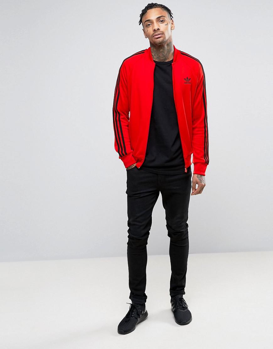 adidas originals superstar track jacket in red bk5918