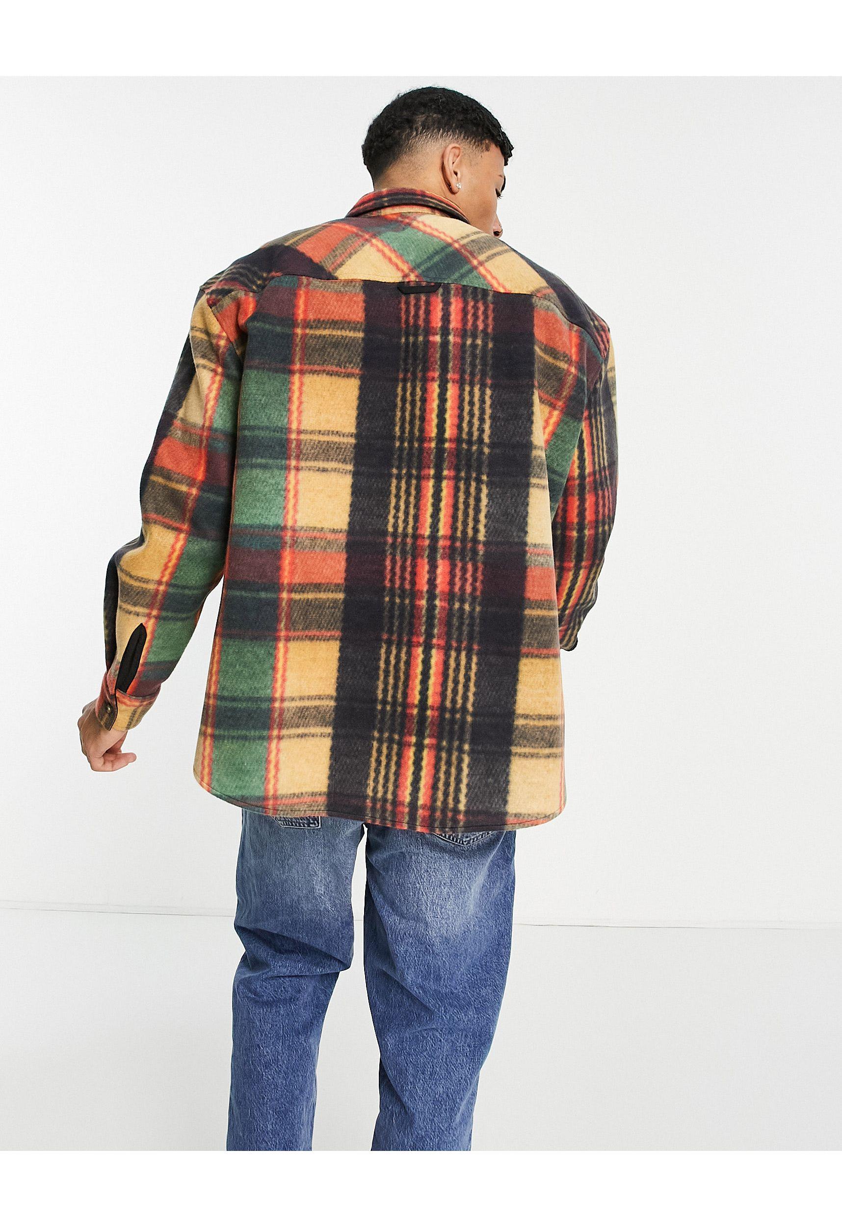 TOPMAN Fleece Checked Overshirt for Men 