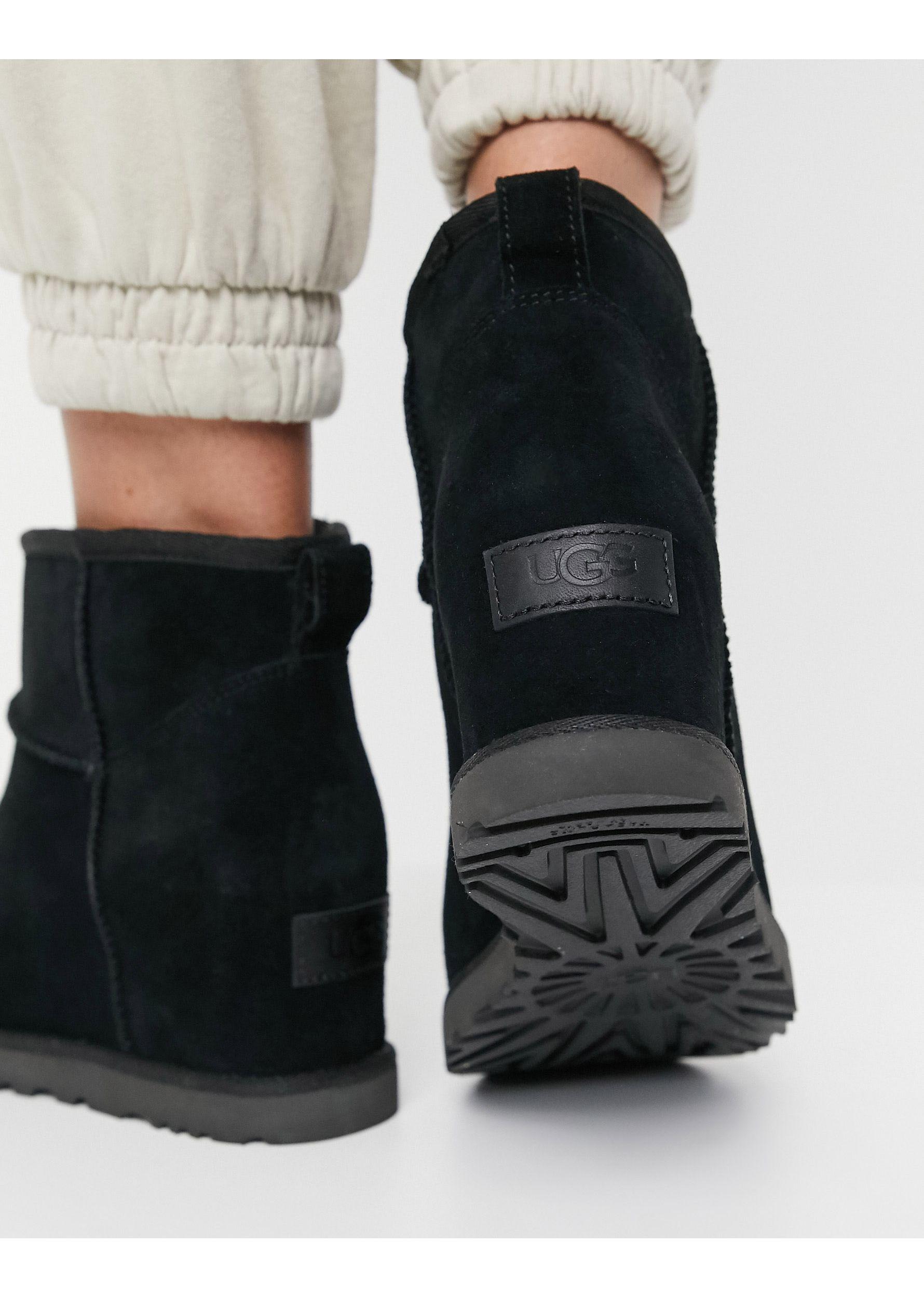 UGG Classic Femme Mini Wedge Heel Boots in Black | Lyst