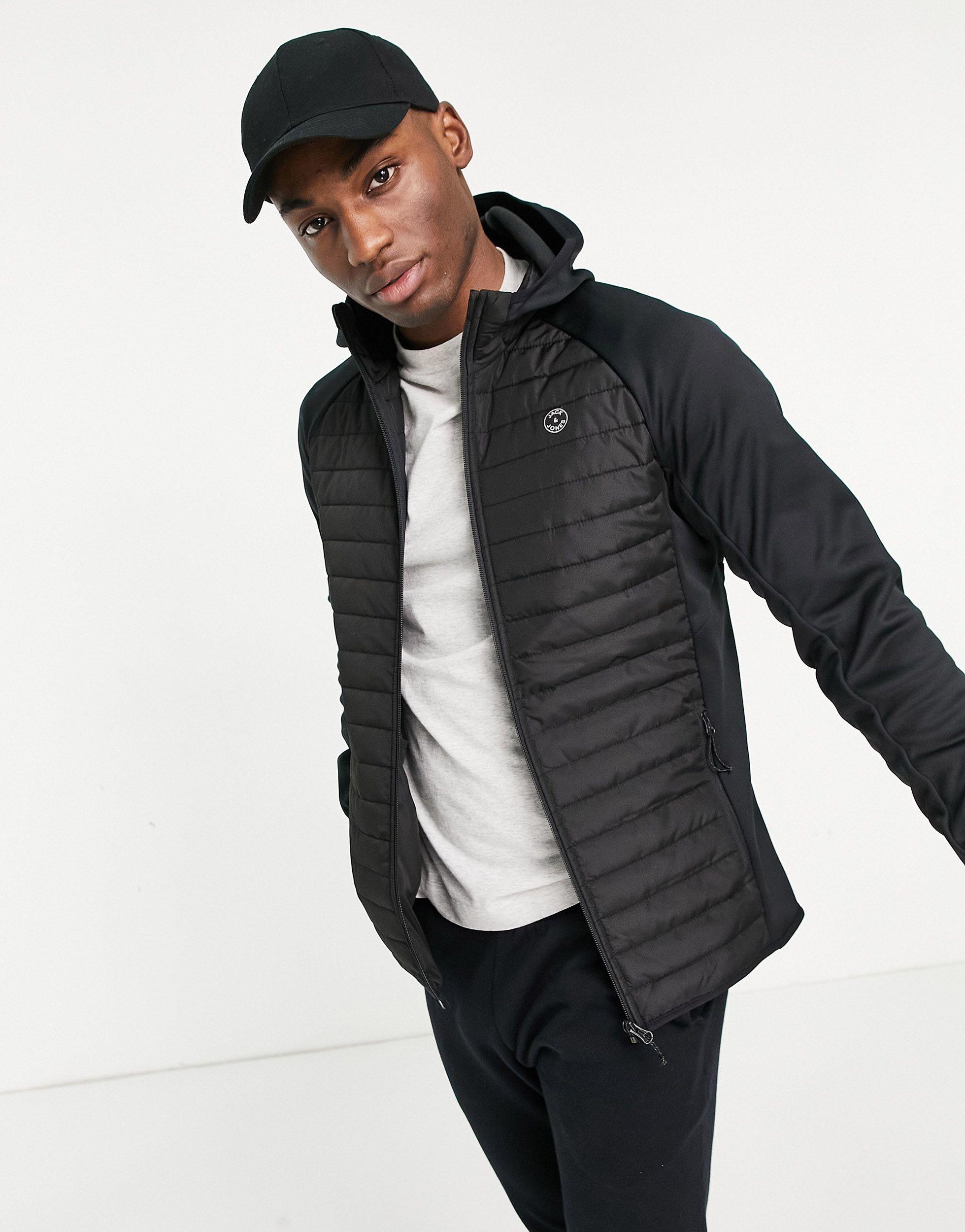Jack & Jones Essentials Quilted Zip Jacket It in Black for Men - Lyst