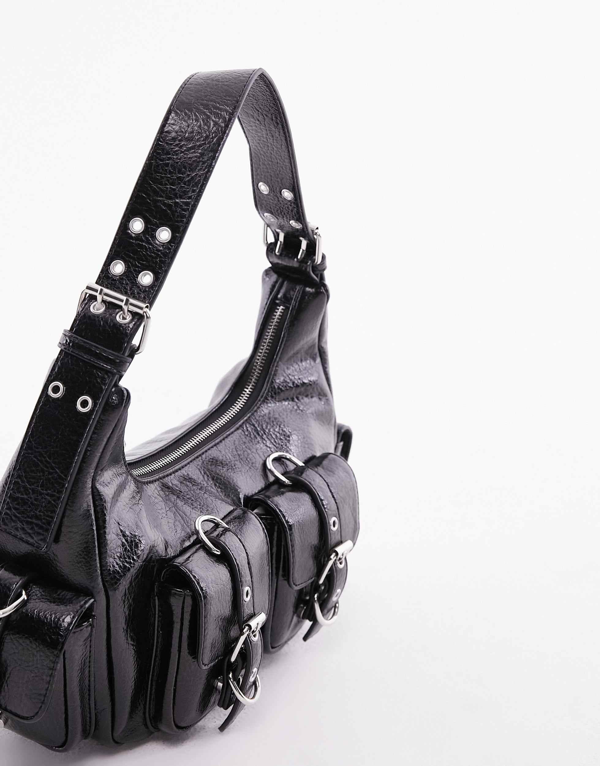 TOPSHOP Serena Multi Pocket Shoulder Bag in Black Lyst