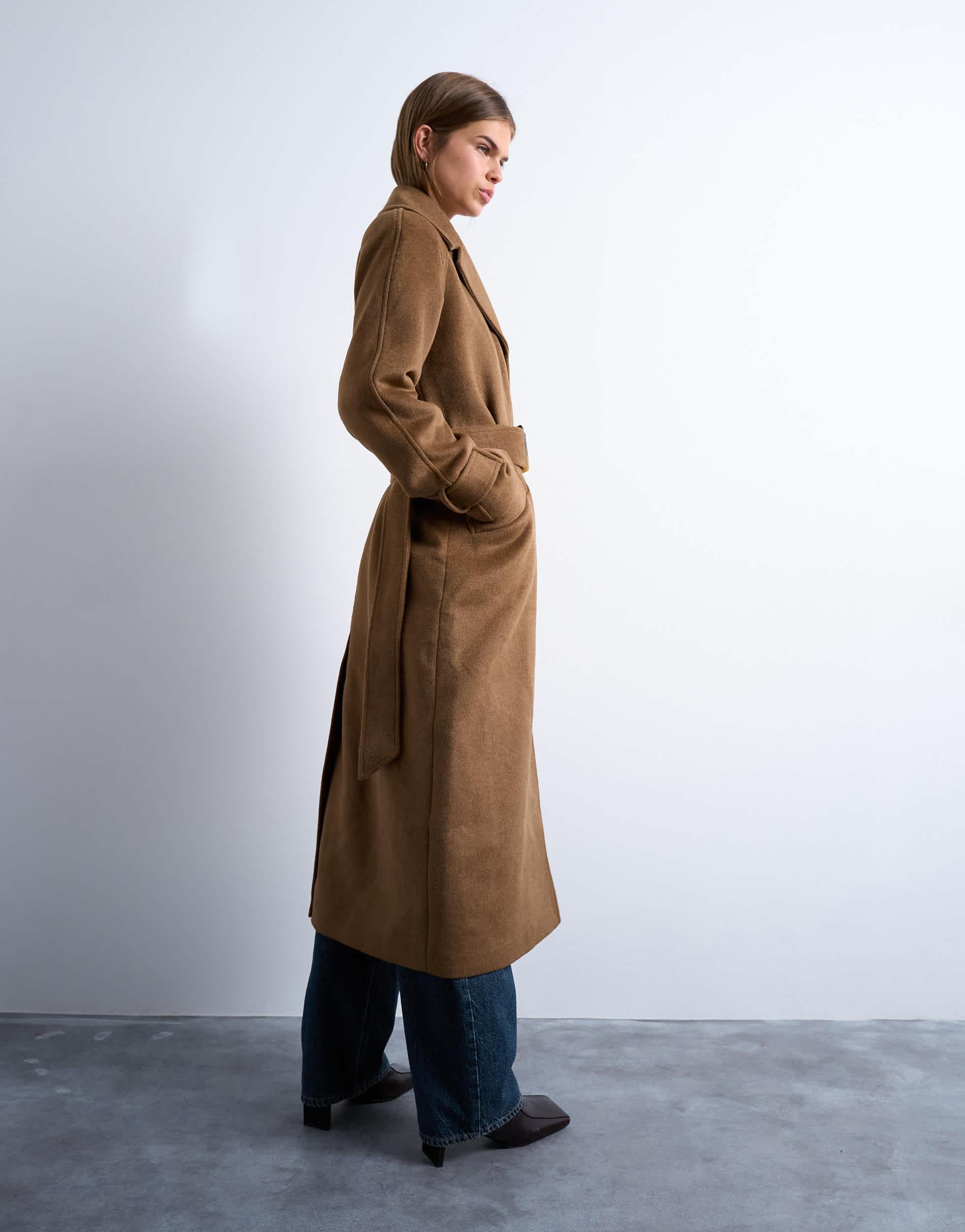 Yoox Topshop Grey Wool Coat TOPSHOP Long Coats And Winter Coats