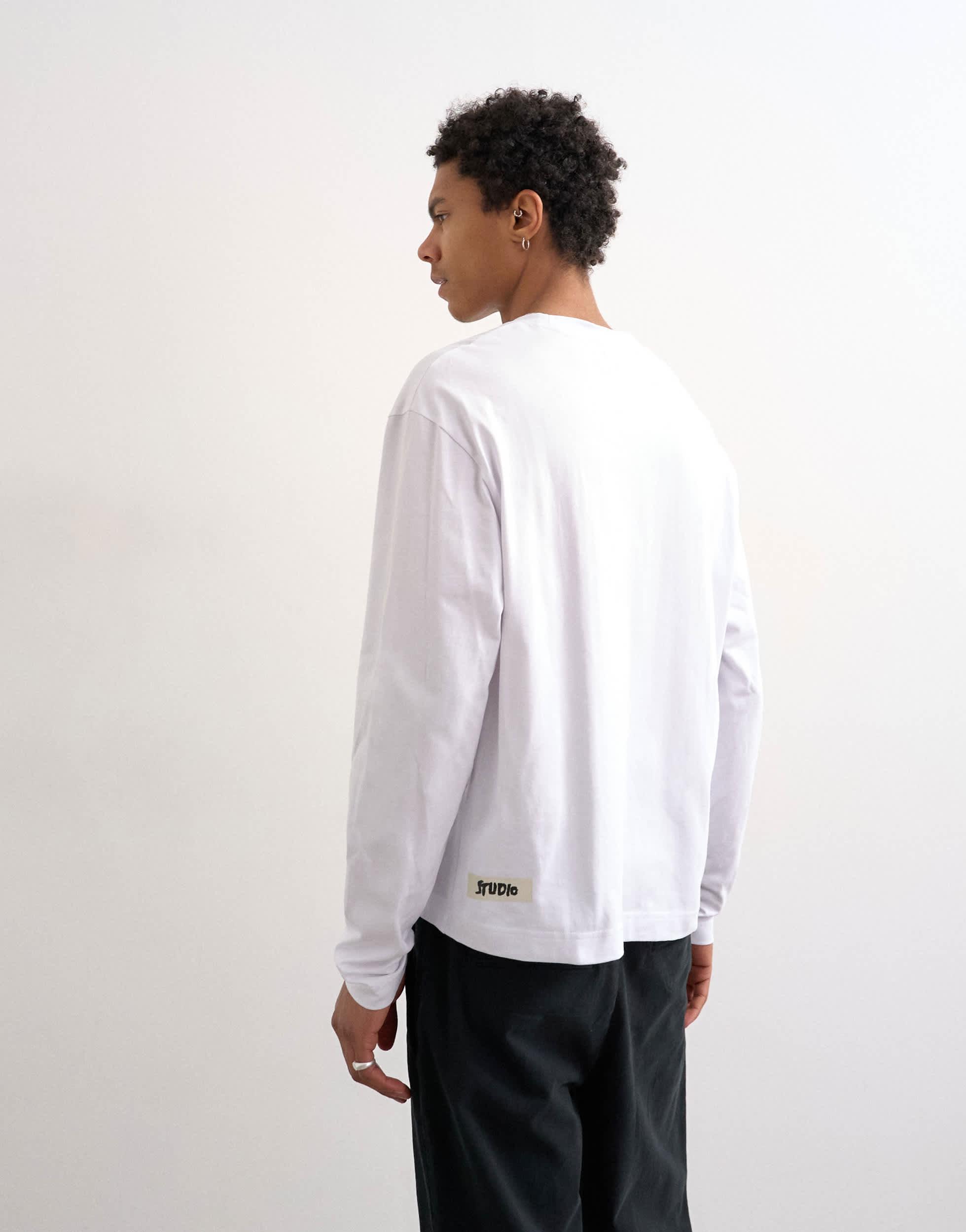 Topman - T-shirt manches longues en tissu flammé épais à