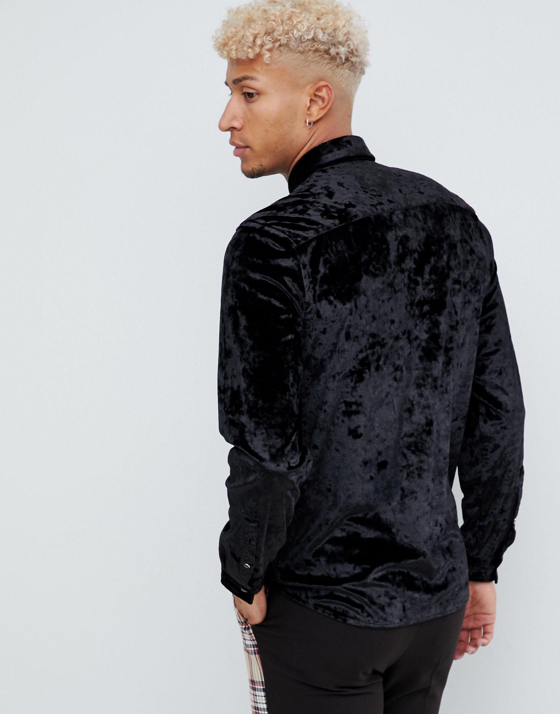 ASOS Regular Fit Crushed Velvet Shirt 