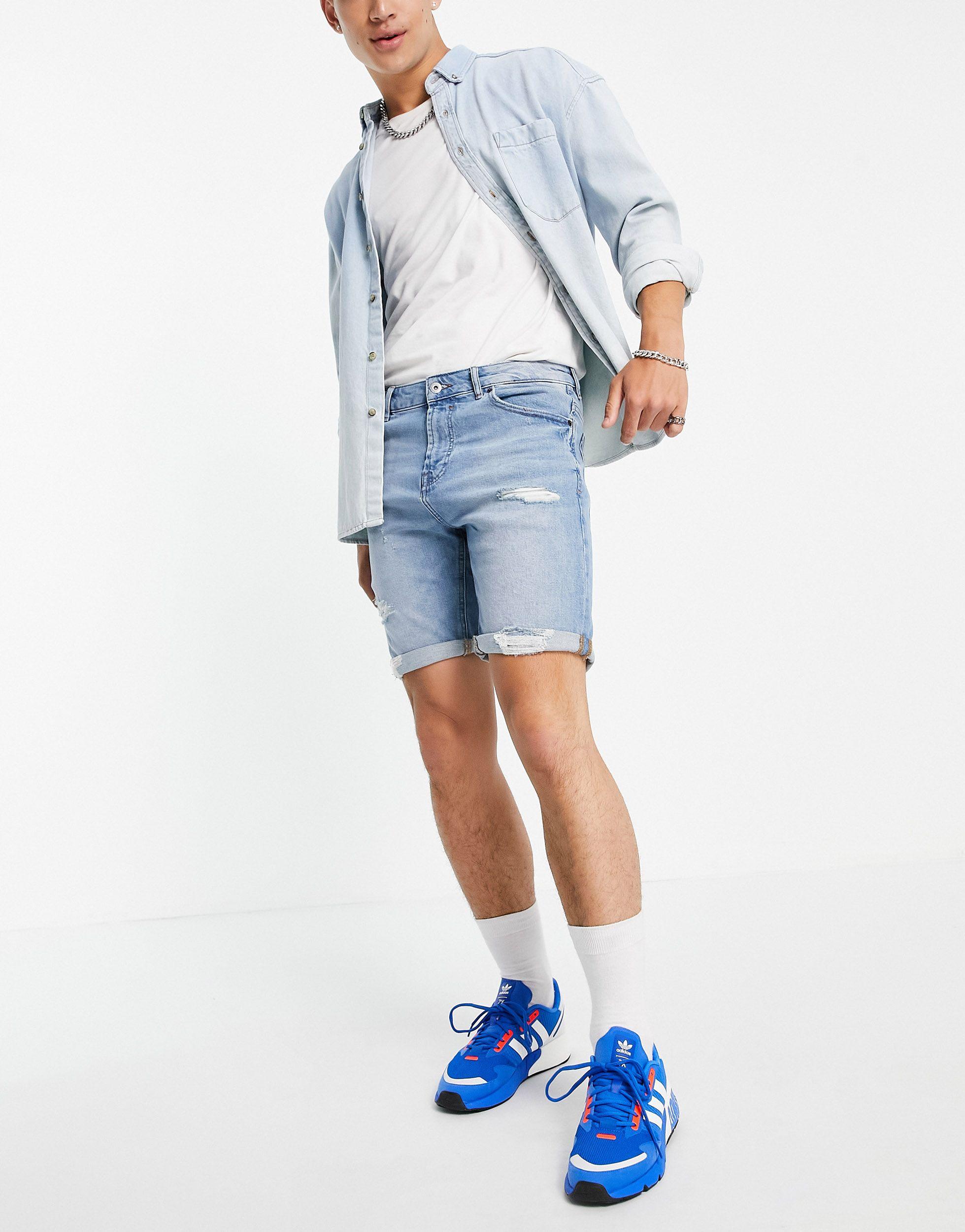 Pull\u0026Bear Slim Fit Denim Shorts With 