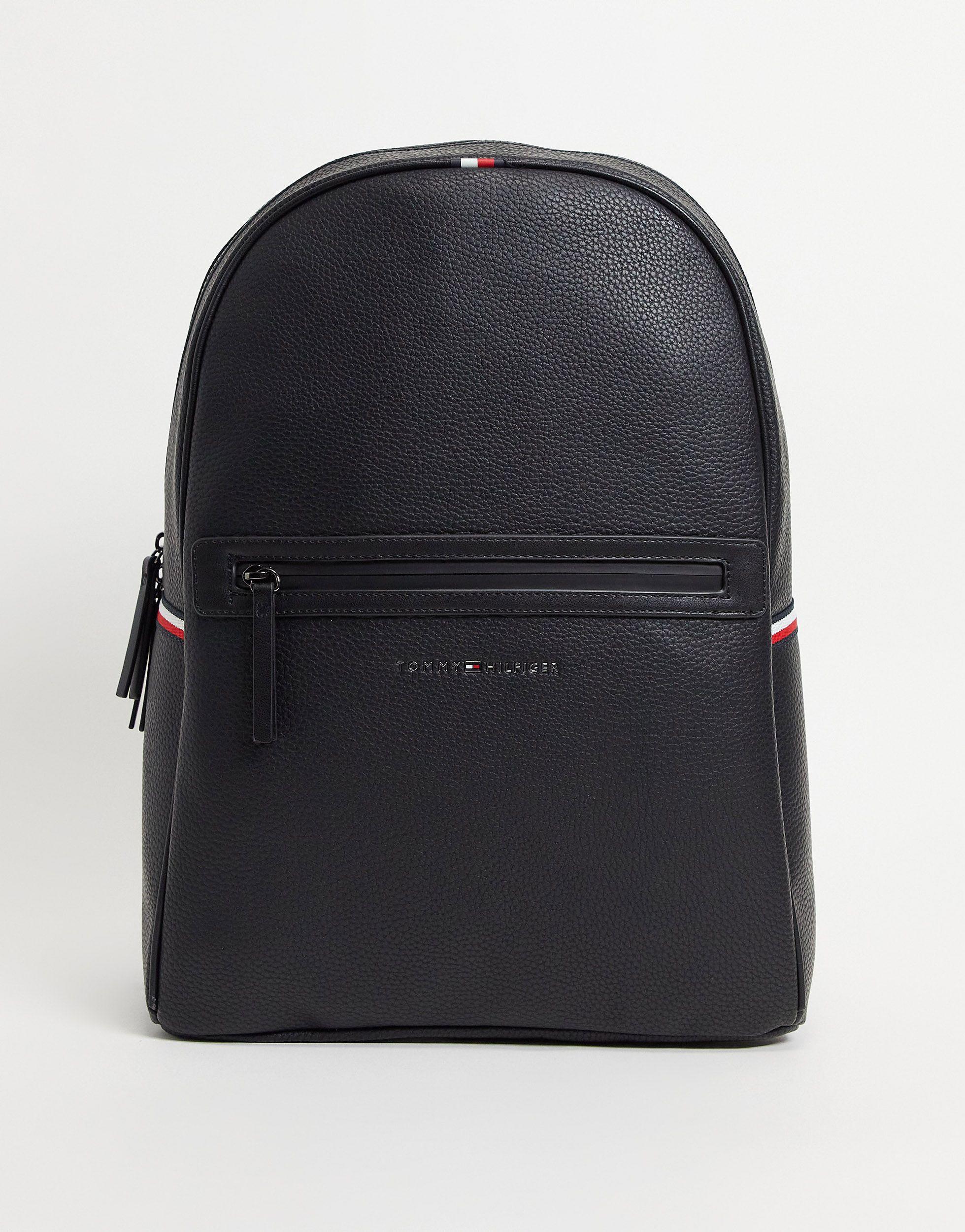 Tommy Hilfiger Faux Leather Backpack With Logo in Black for Men | Lyst