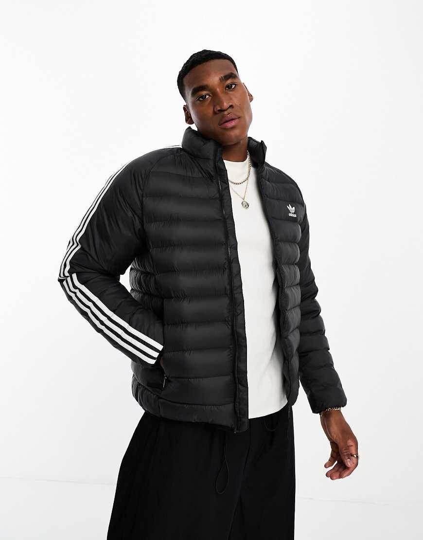 adidas Originals 3 Stripe Padded Jacket in Black for Men Lyst UK