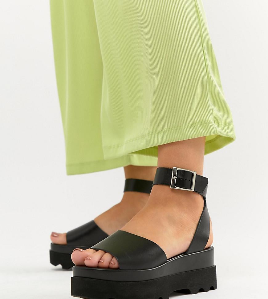 black flatform sandals wide fit