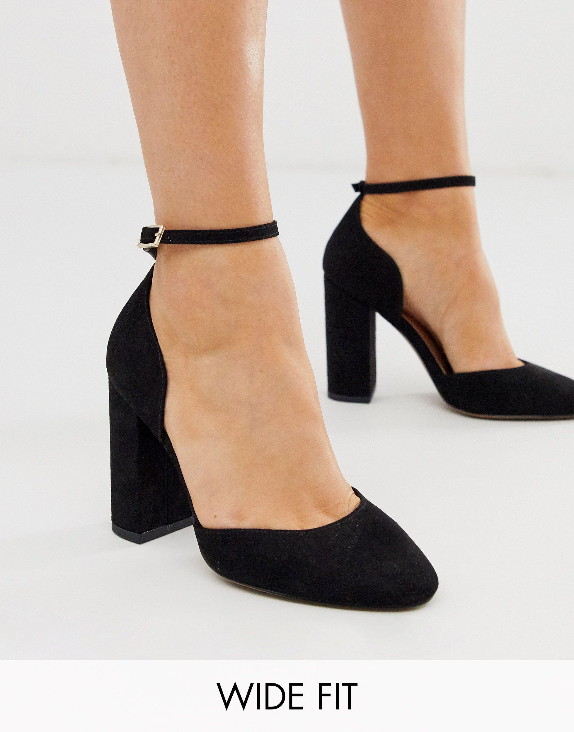 ASOS Wide Fit Pleasant High Block Heels in Black | Lyst