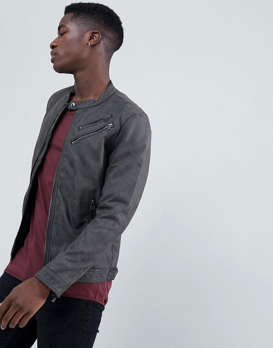 esprit real leather biker jacket